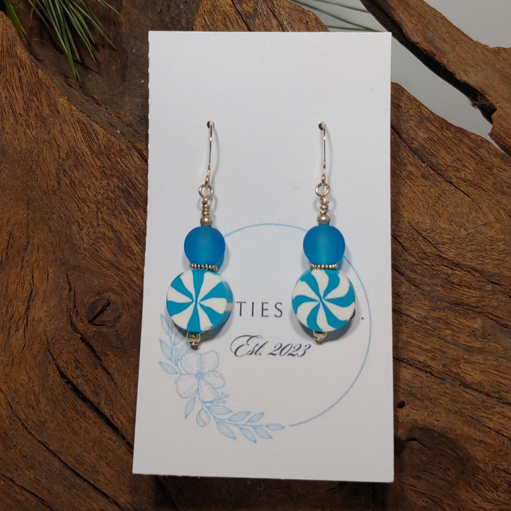 Blue Pinwheel Earrings
