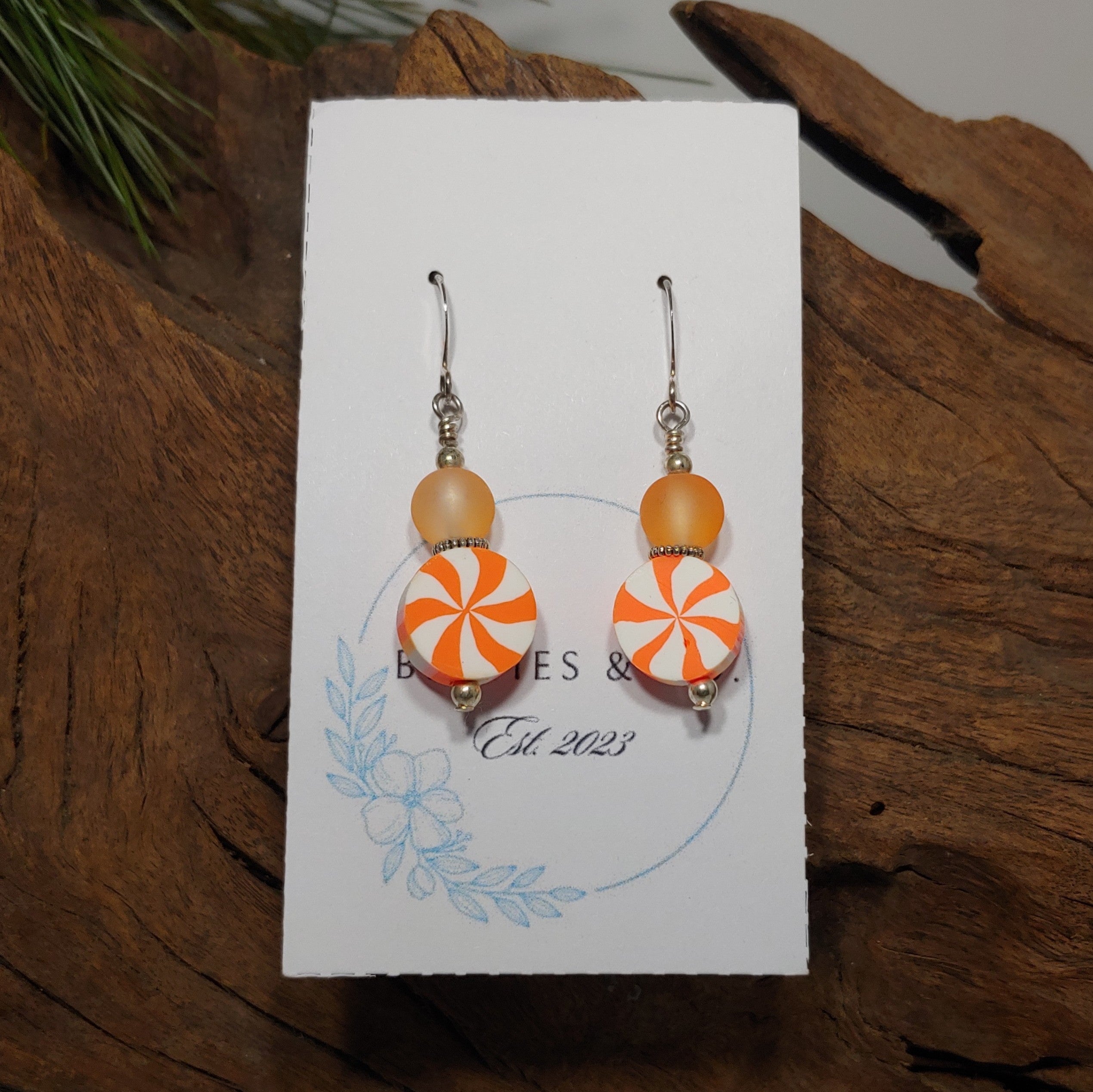 Orange Pinwheel Earrings