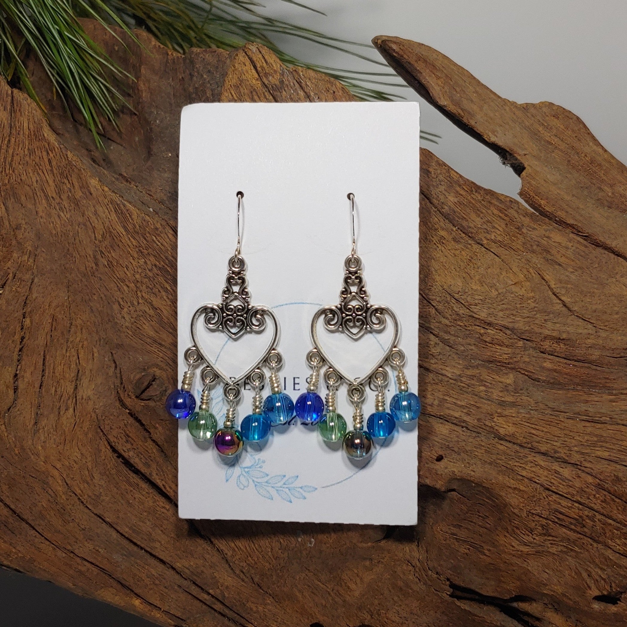 Chandelier Heart w/ Multi color Earrings