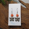 Butterfly w/ Peach Rose Earrings