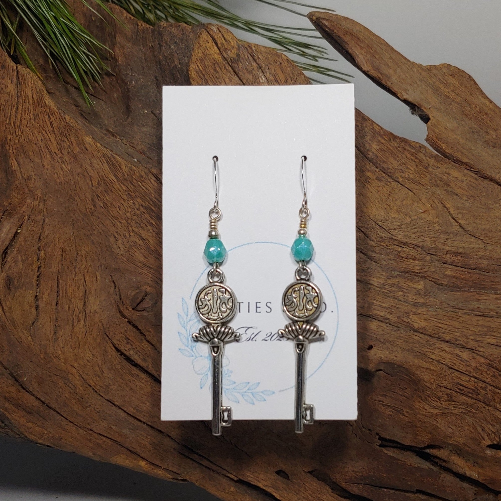 Tibetan Key w/Seafoam Green Earrings
