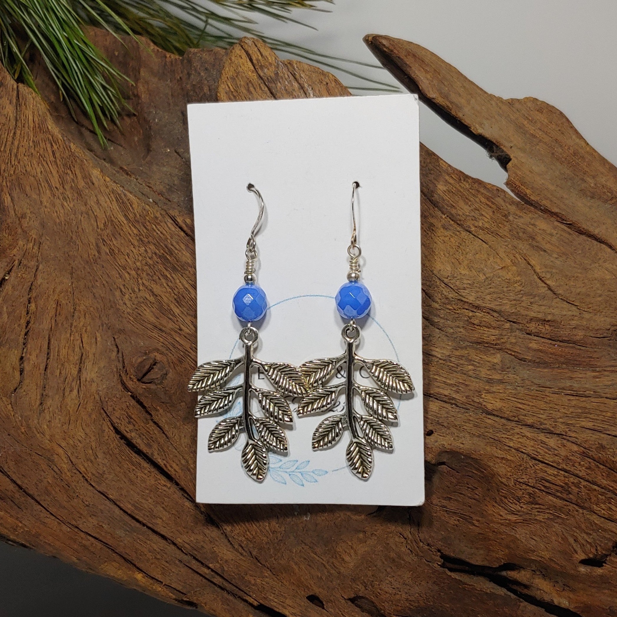 Leaves w/ Blue Earrings