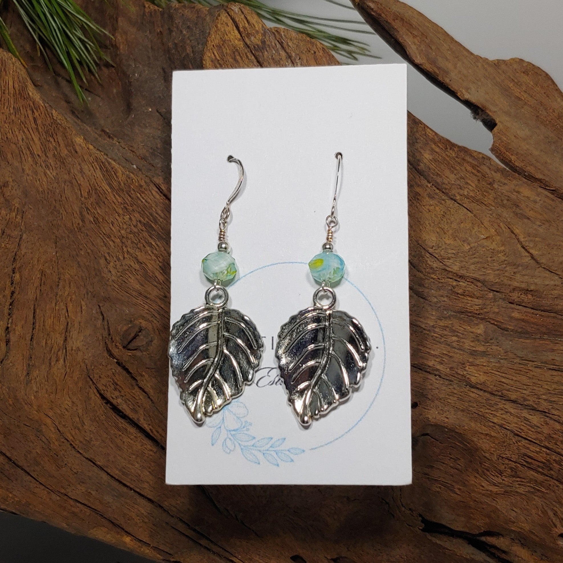 Leaf w/light green Earrings