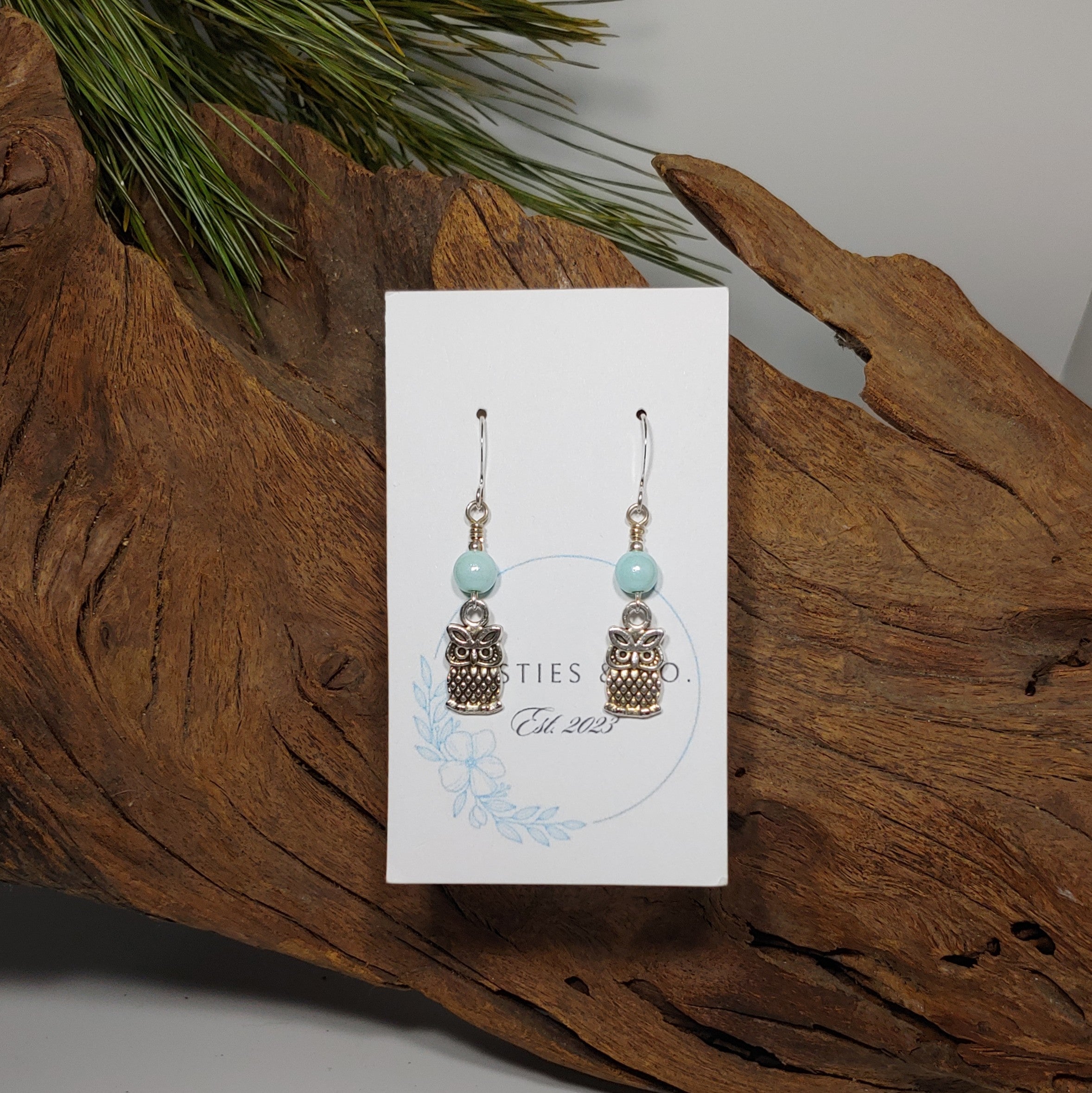 Owl w/ Light blue Earrings