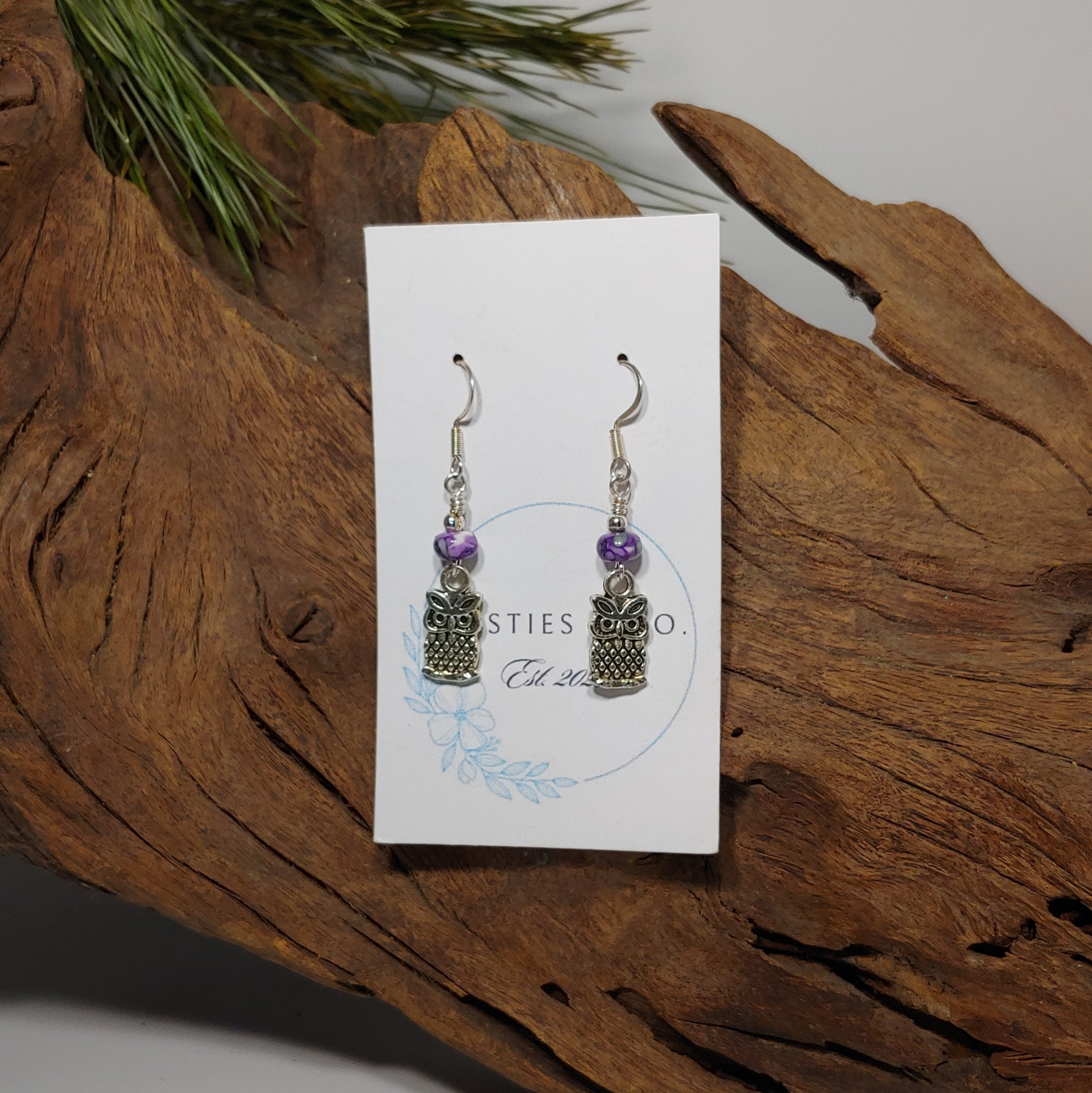 Owl w/ Purple multi color Earrings