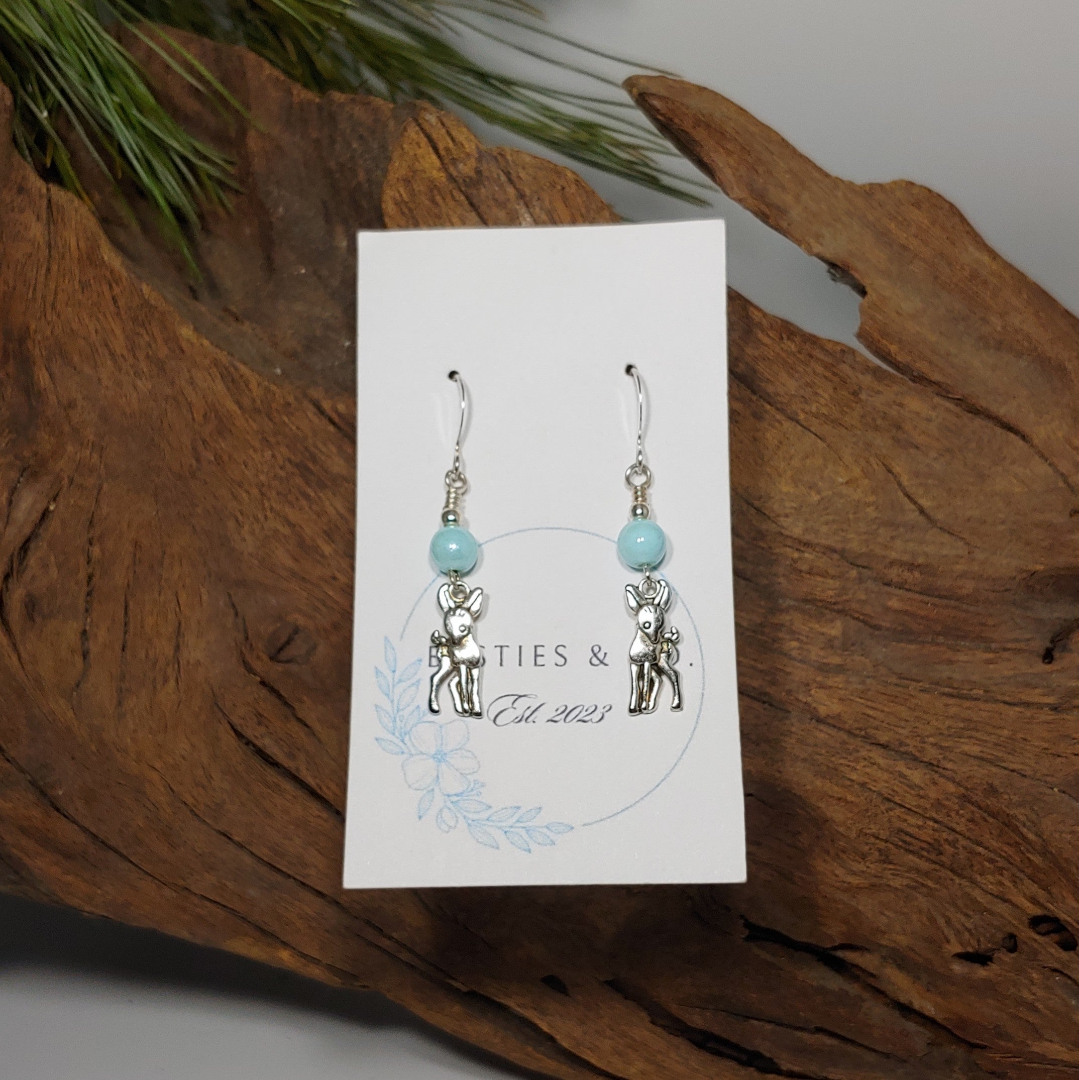 Deer w/ light blue Earrings