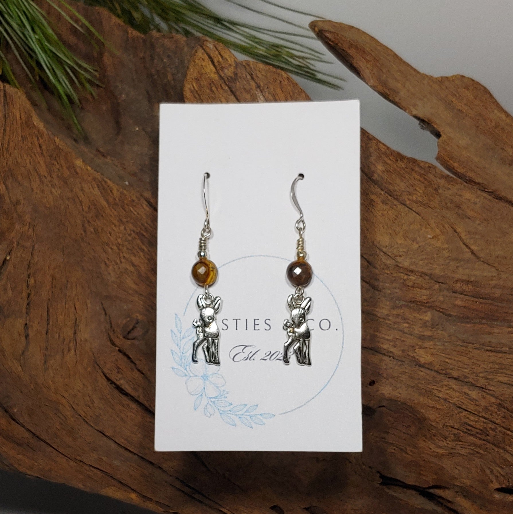 Deer w/ Tigers Eye Earrings