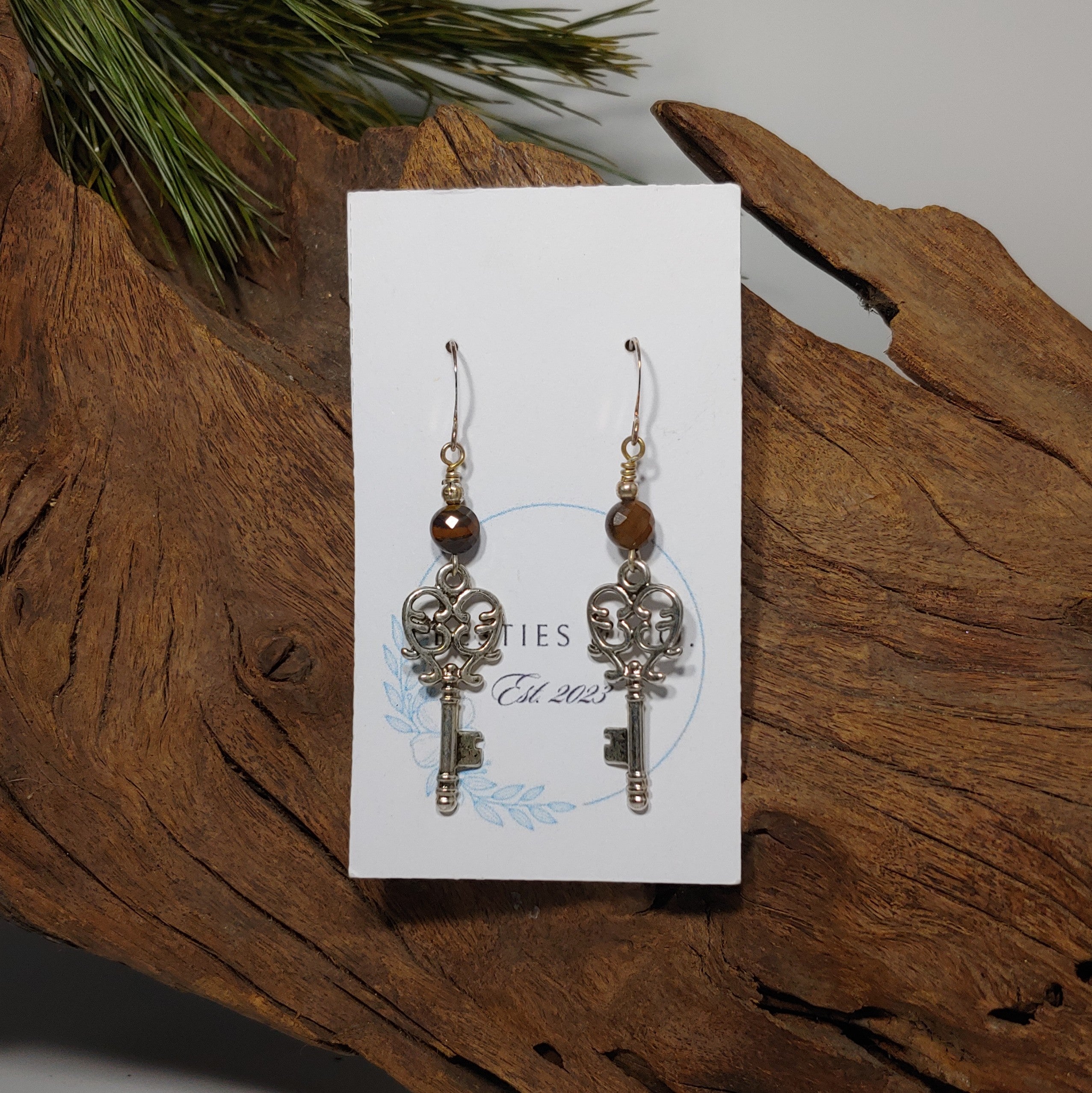 Key w/ Tigers Eye Earrings