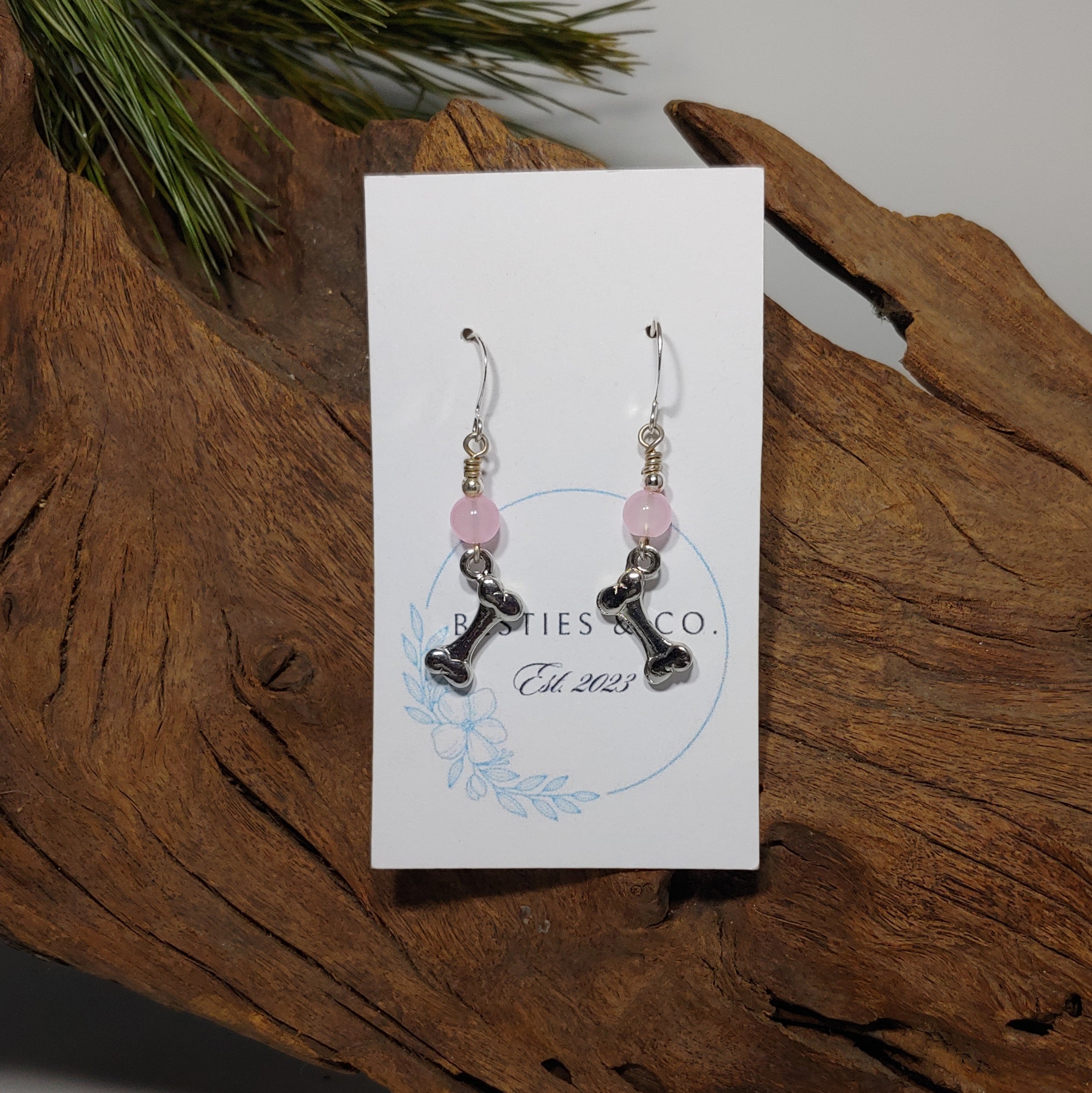 Dog Bone w/ Pink Earrings