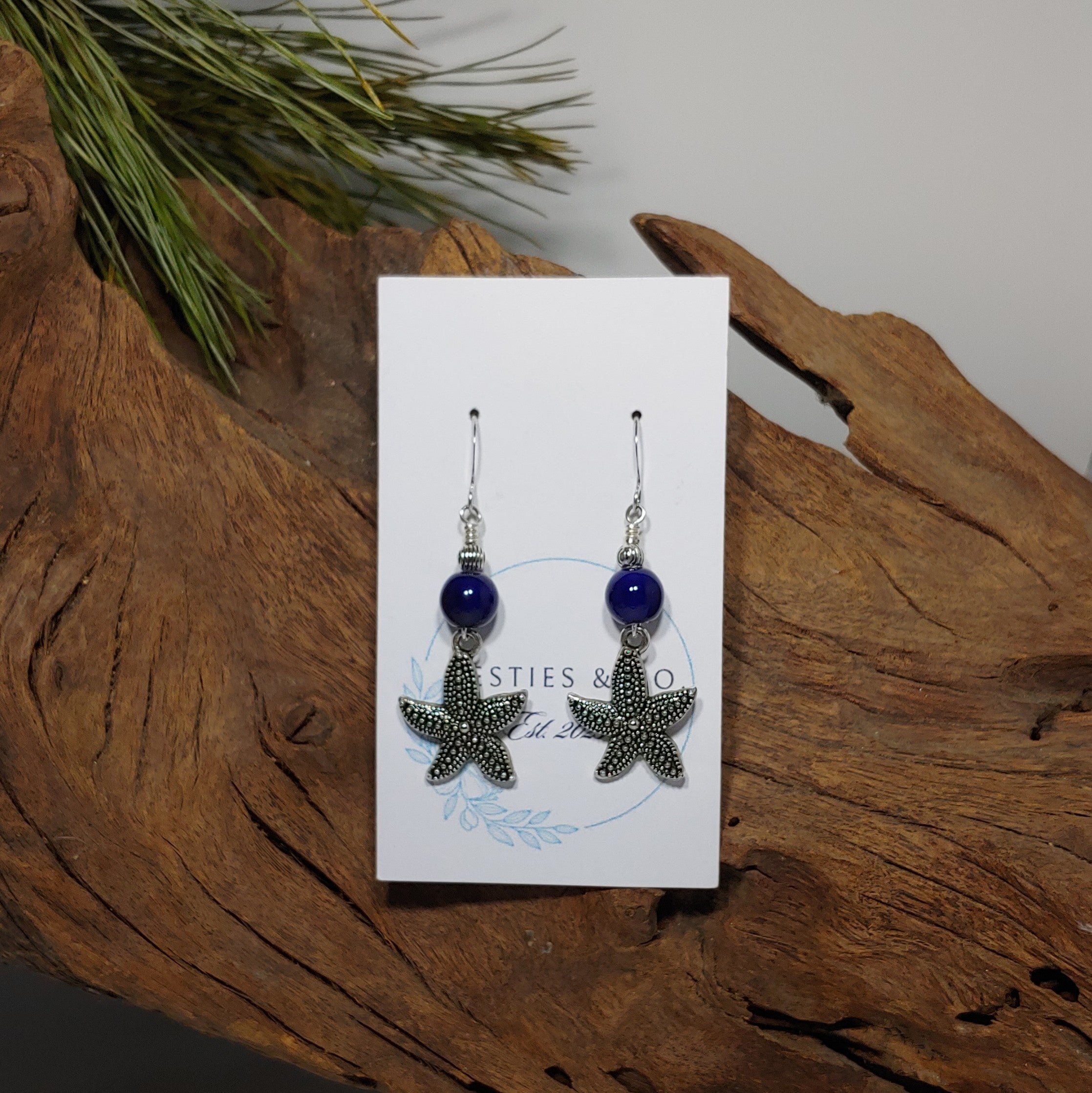 Starfish w/ Navy Blue Earrings