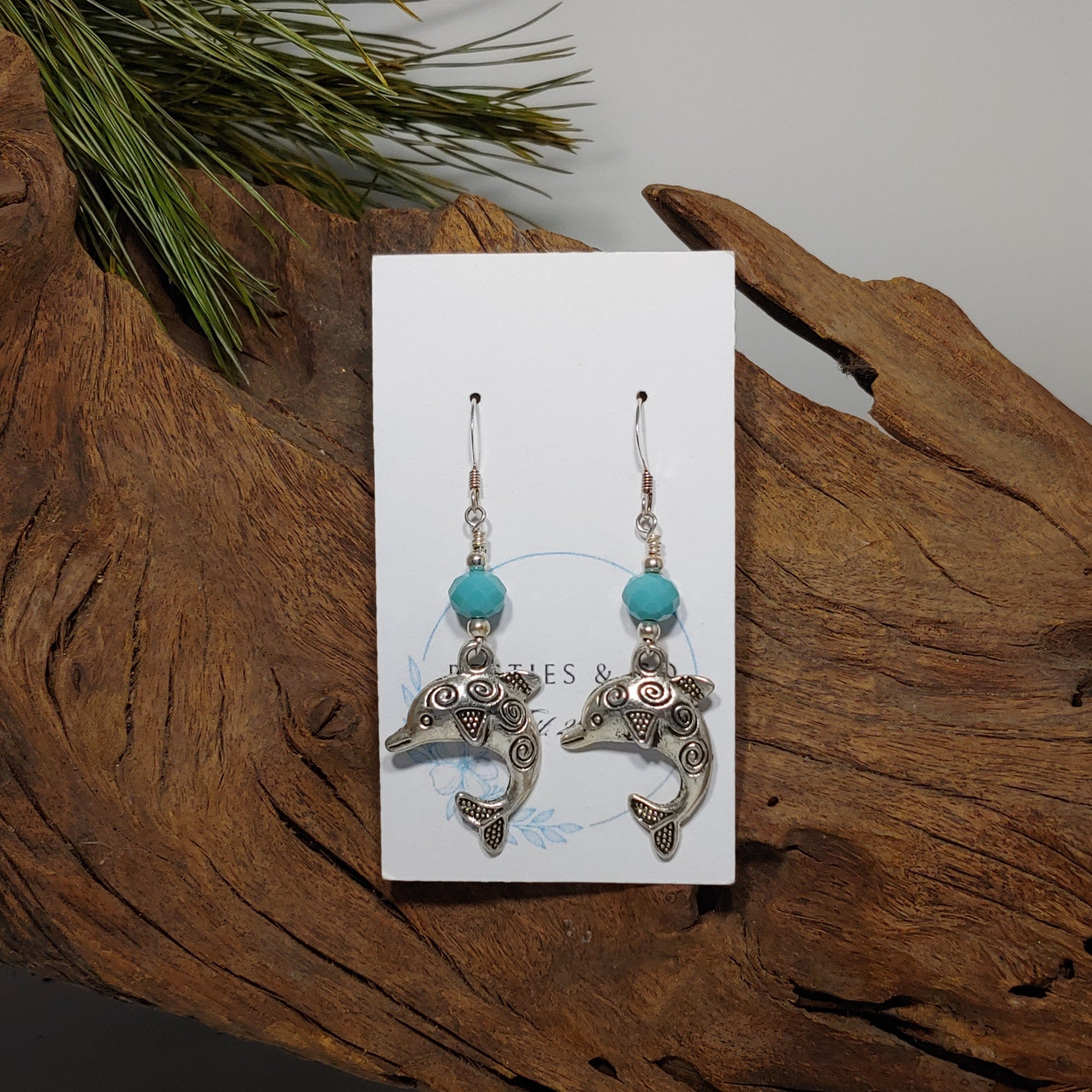 Dolphins w/ Teal Earrings