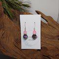 Frosted Pink w/ Black Lampwork Earrings