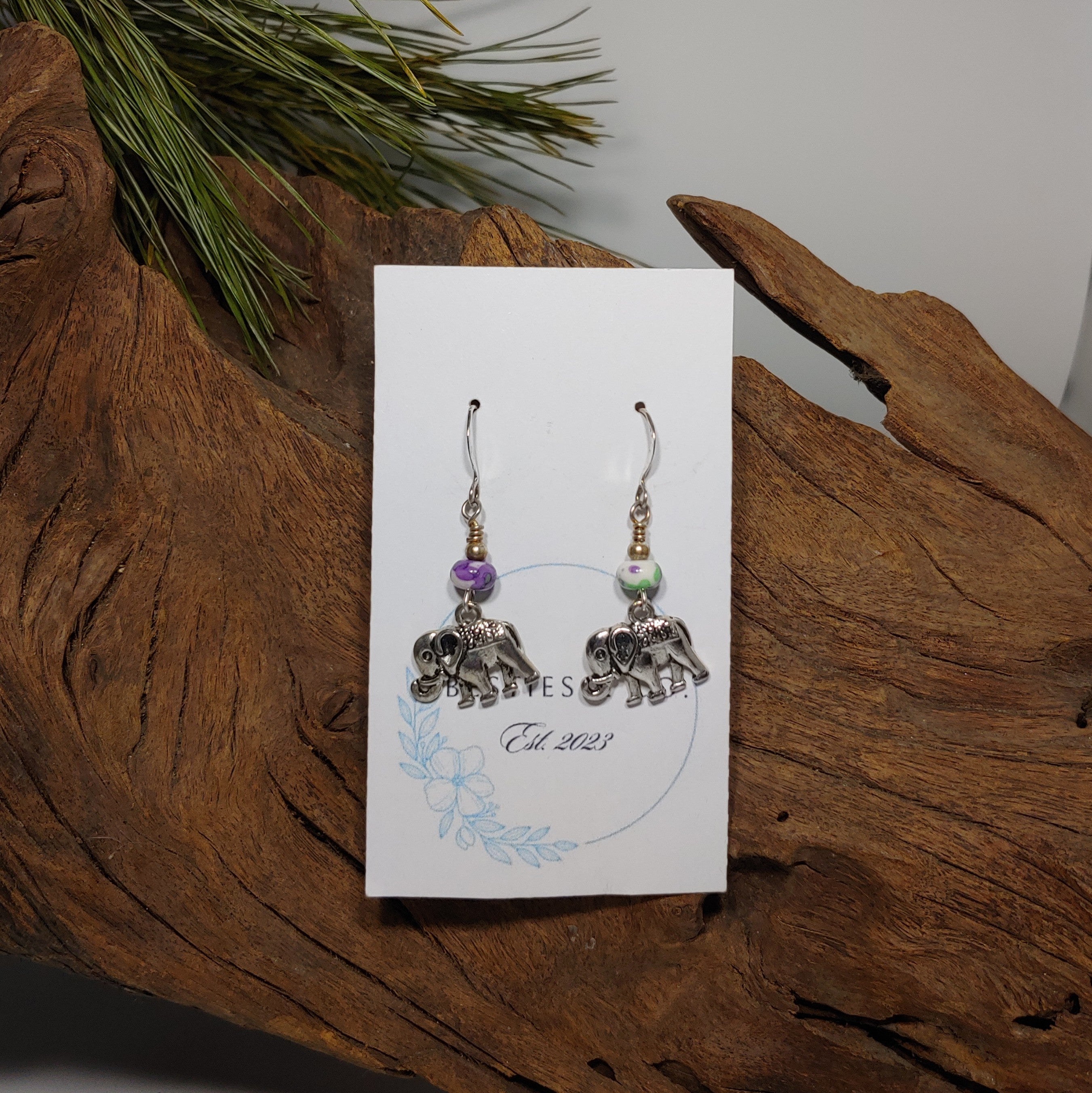 Elephants w/ multi color Earrings