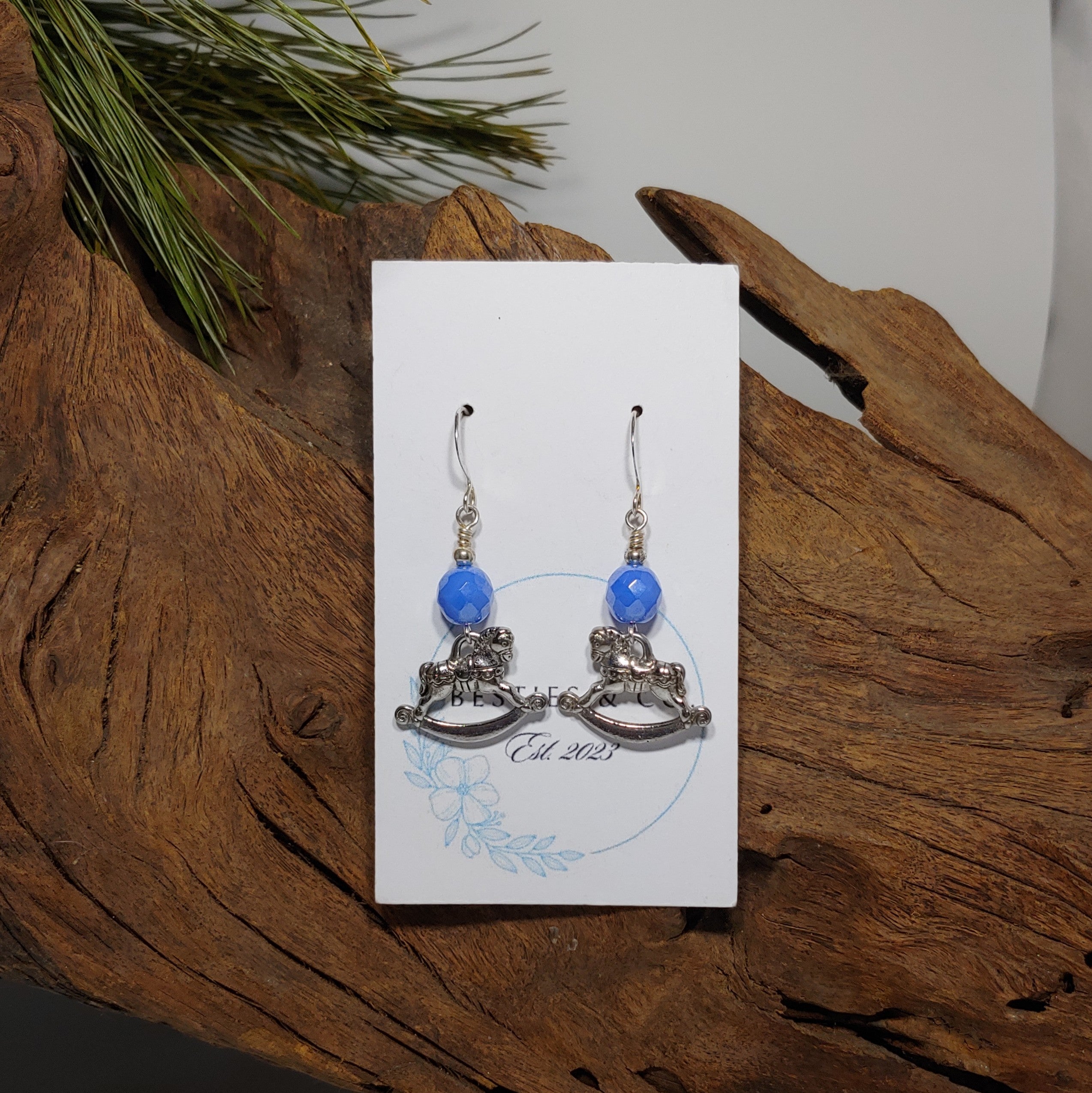 Rocking Horse w/Blue Earrings