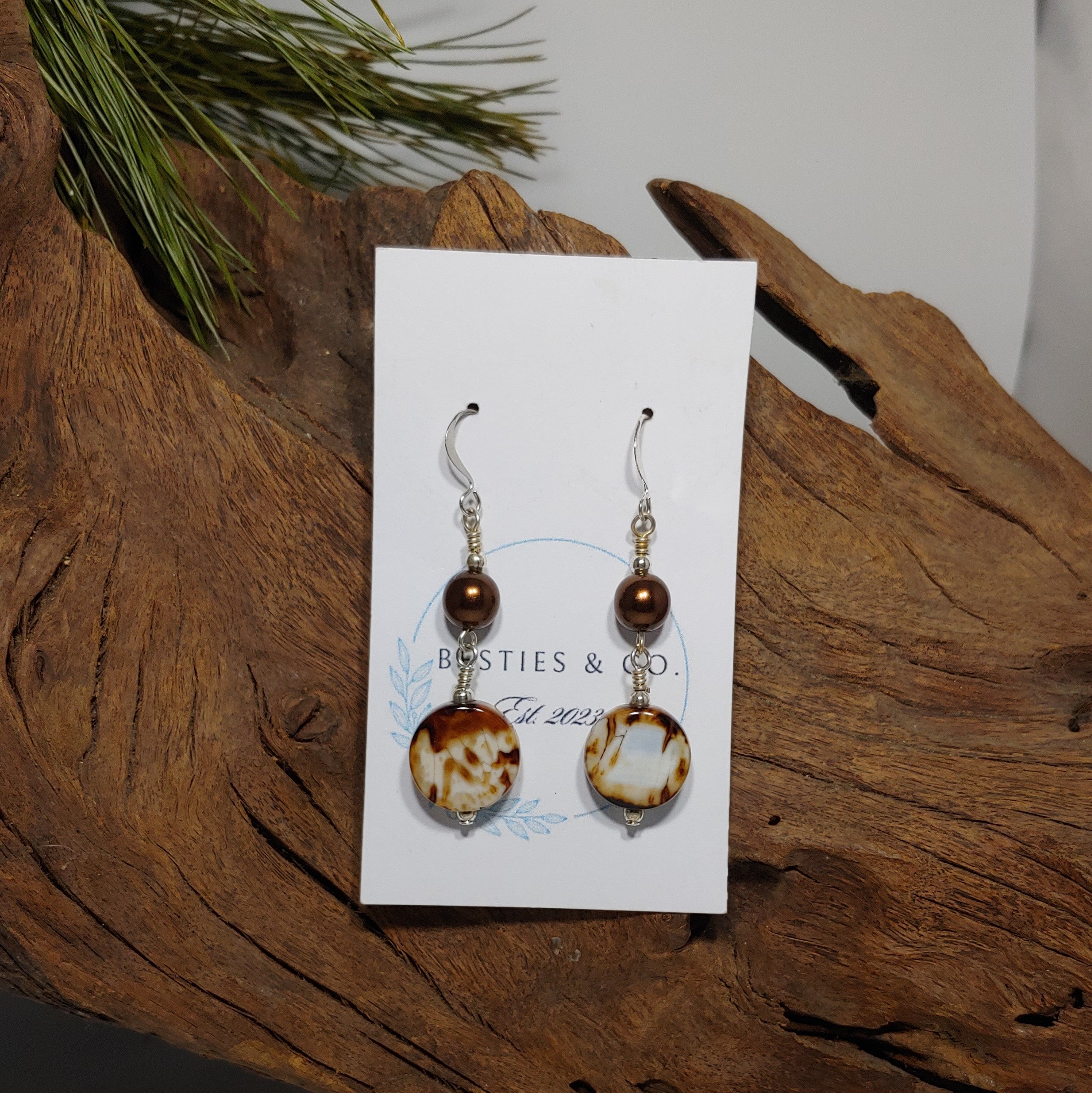 Jasper w/ Brown bead Earrings