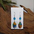 Flower multi color w/Teal Earrings