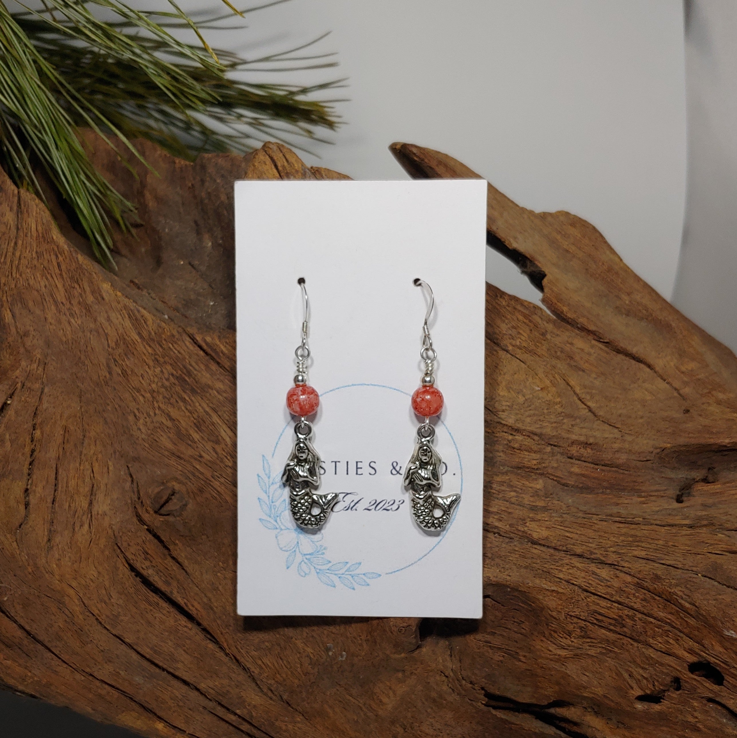 Mermaid w/ Rhodocrosite Earrings