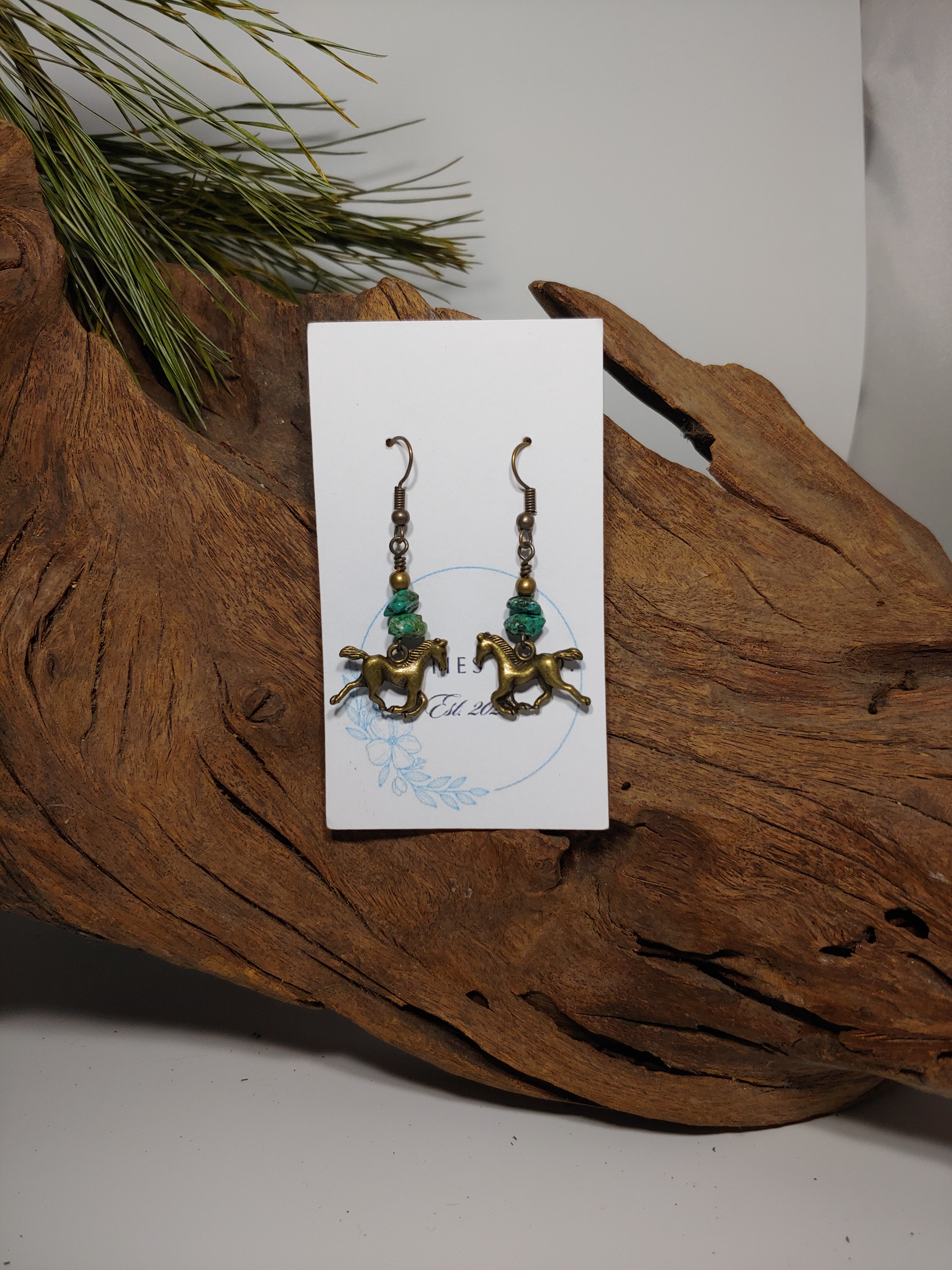 Antique Brass Horse Earrings