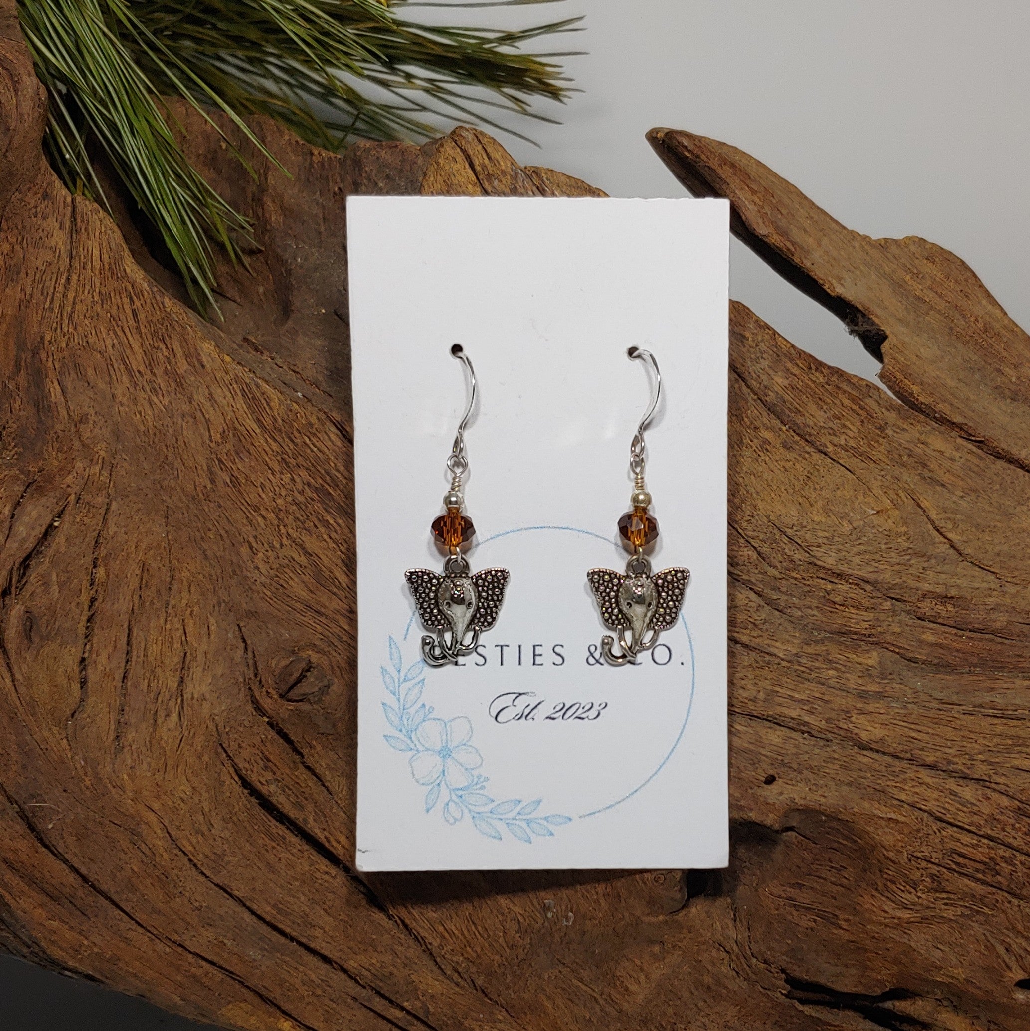 Elephant w/ Amber Earrings