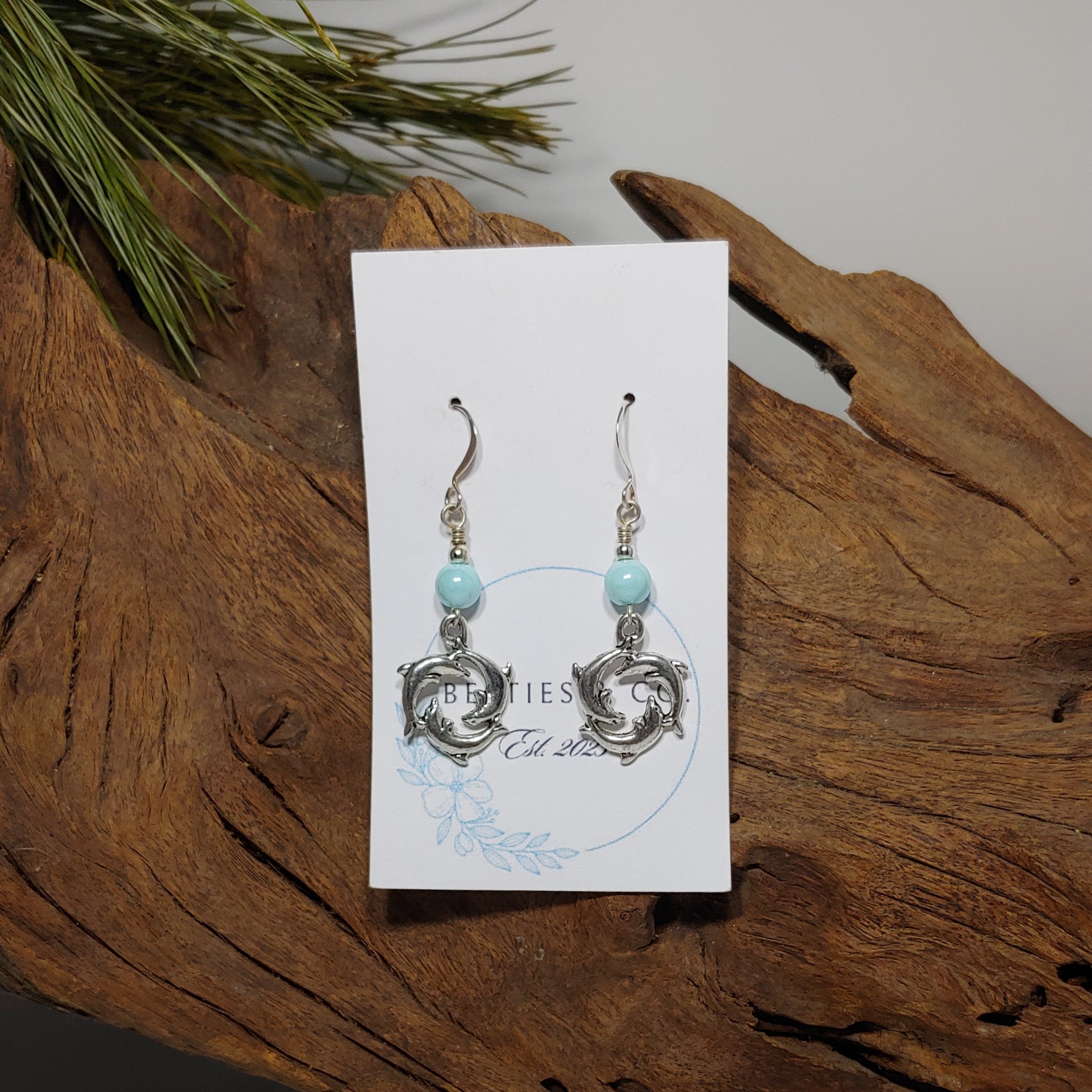 Dolphins w/ light blue Earrings