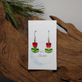 Red Tulip Glass Earrings