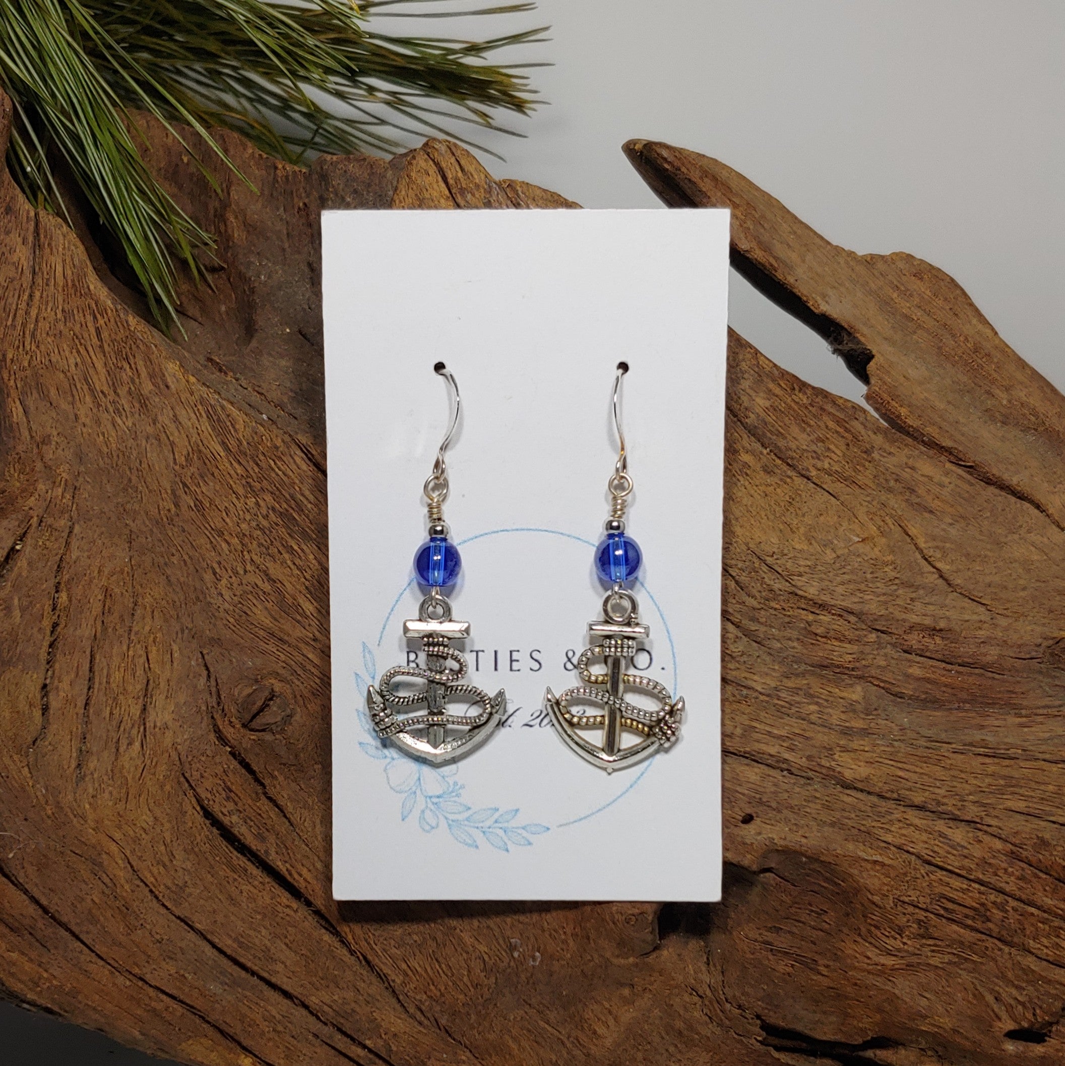Anchor w/Light Blue Earrings