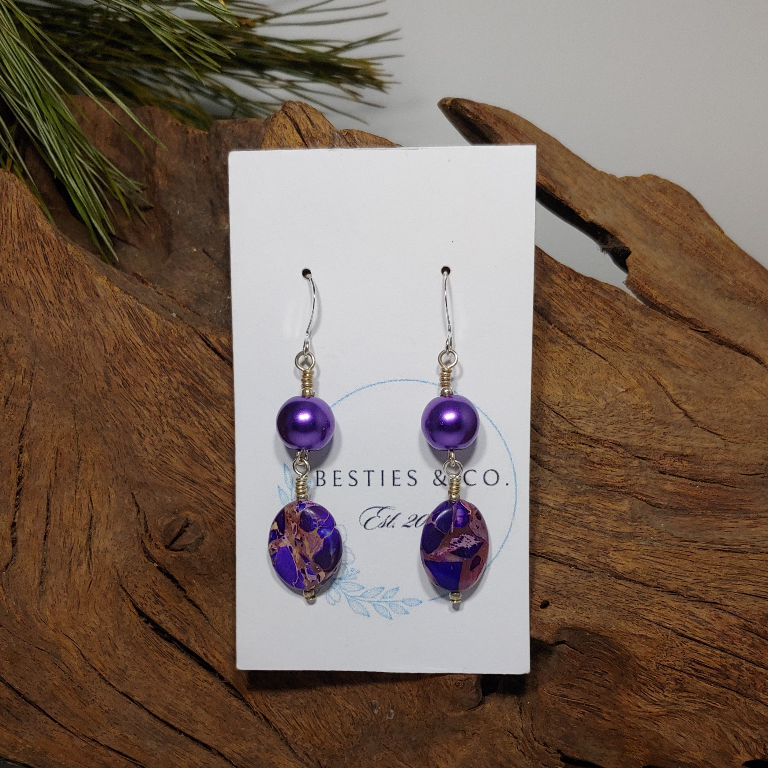 Purple Mosaic Stone Earrings