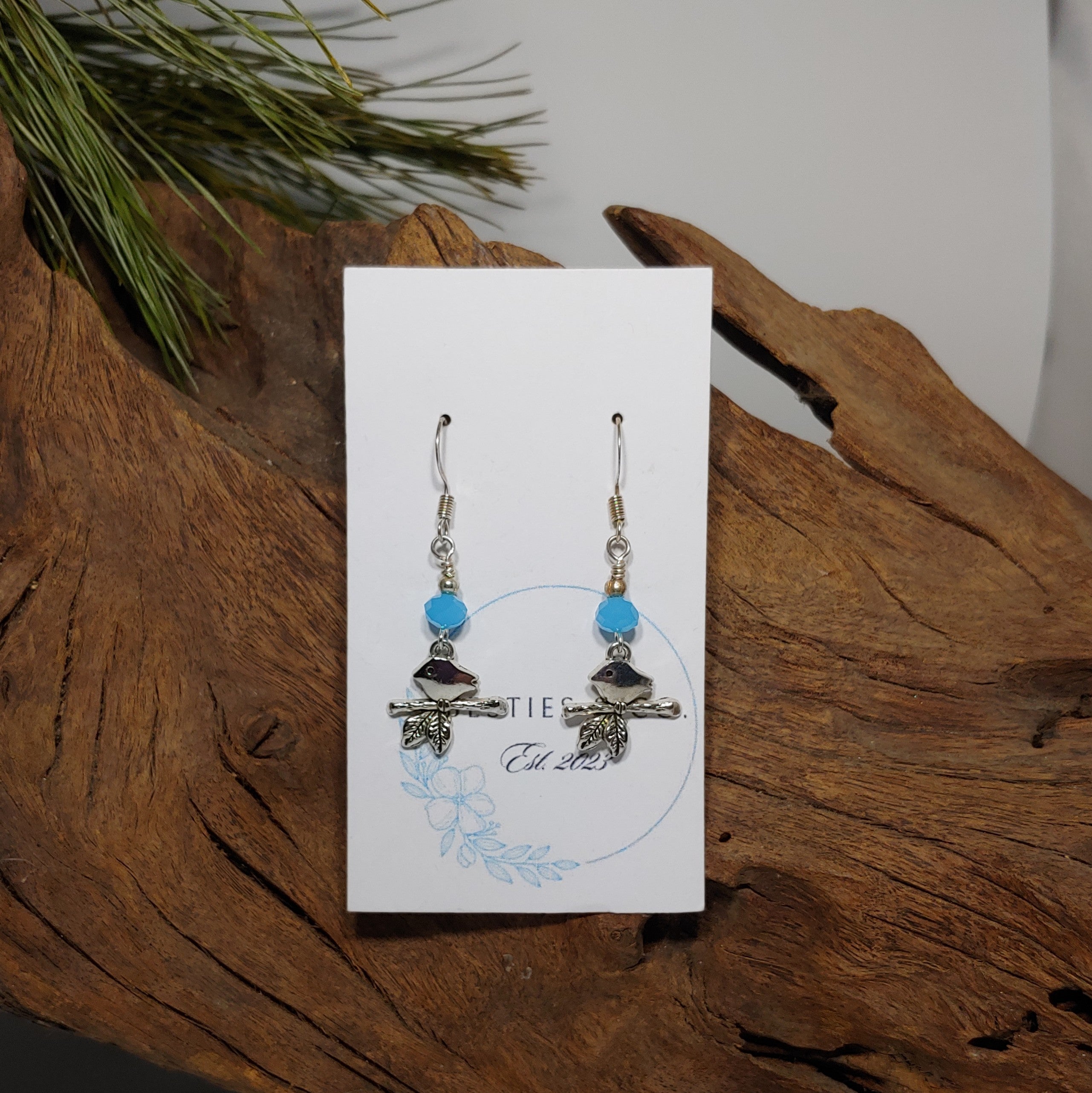 Bird w/ blue Earrings