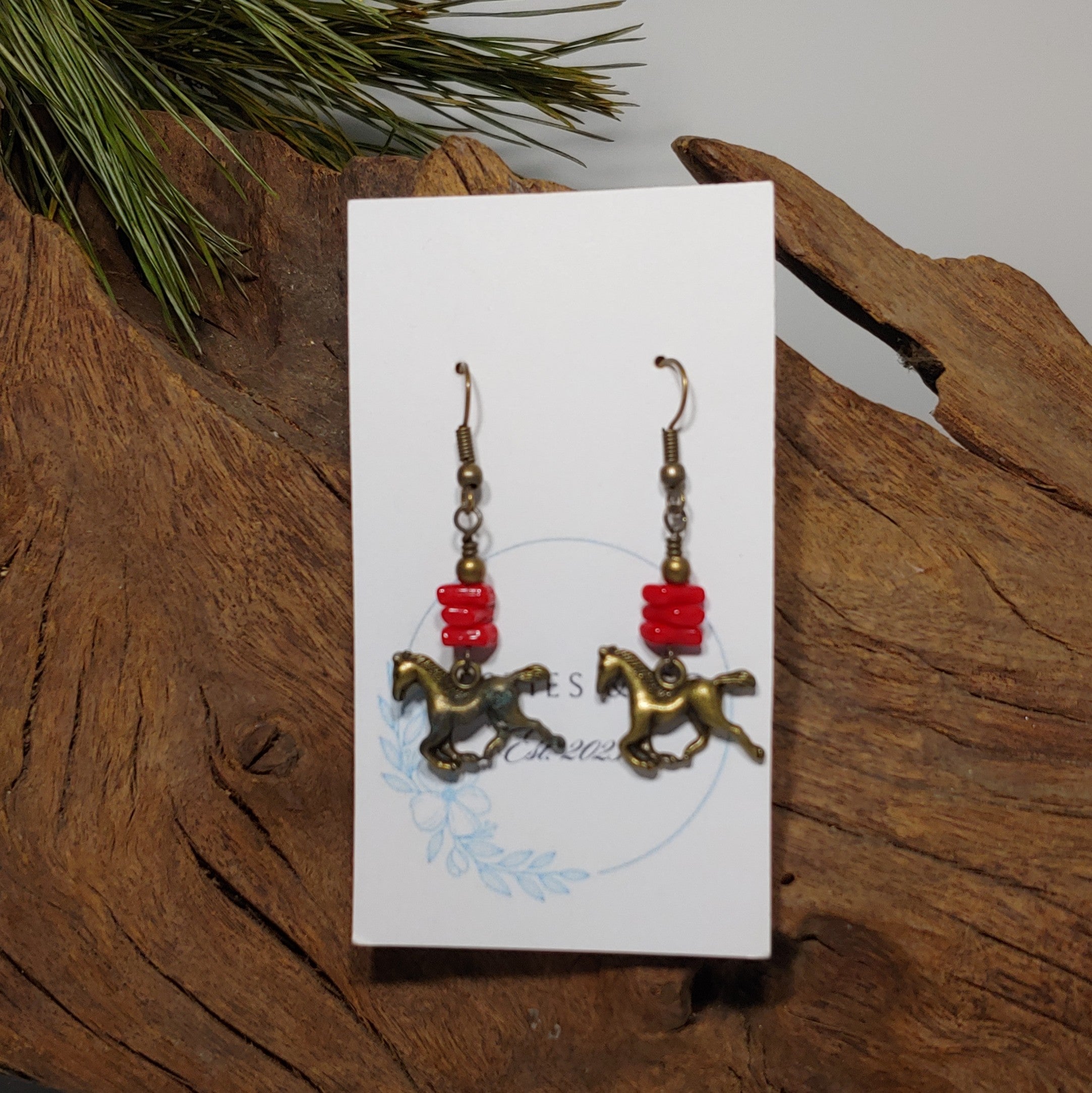 Antique Brass Horse Earrings
