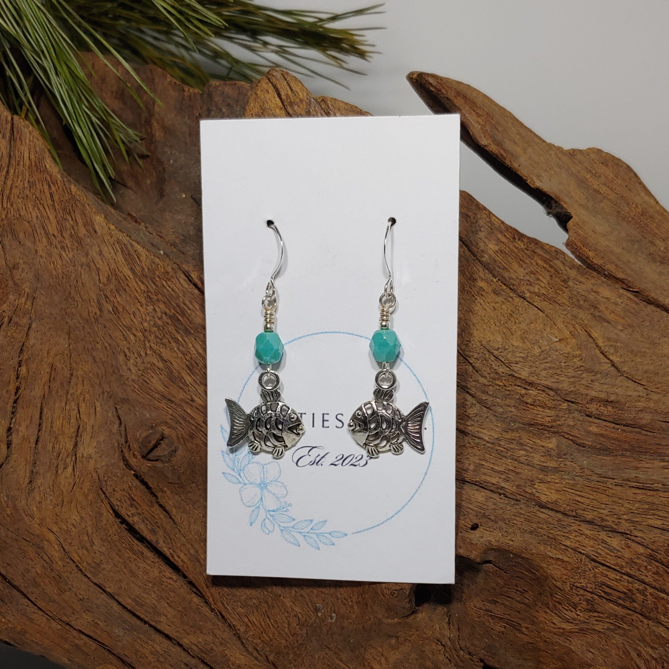 Fish w/ teal green Earrings