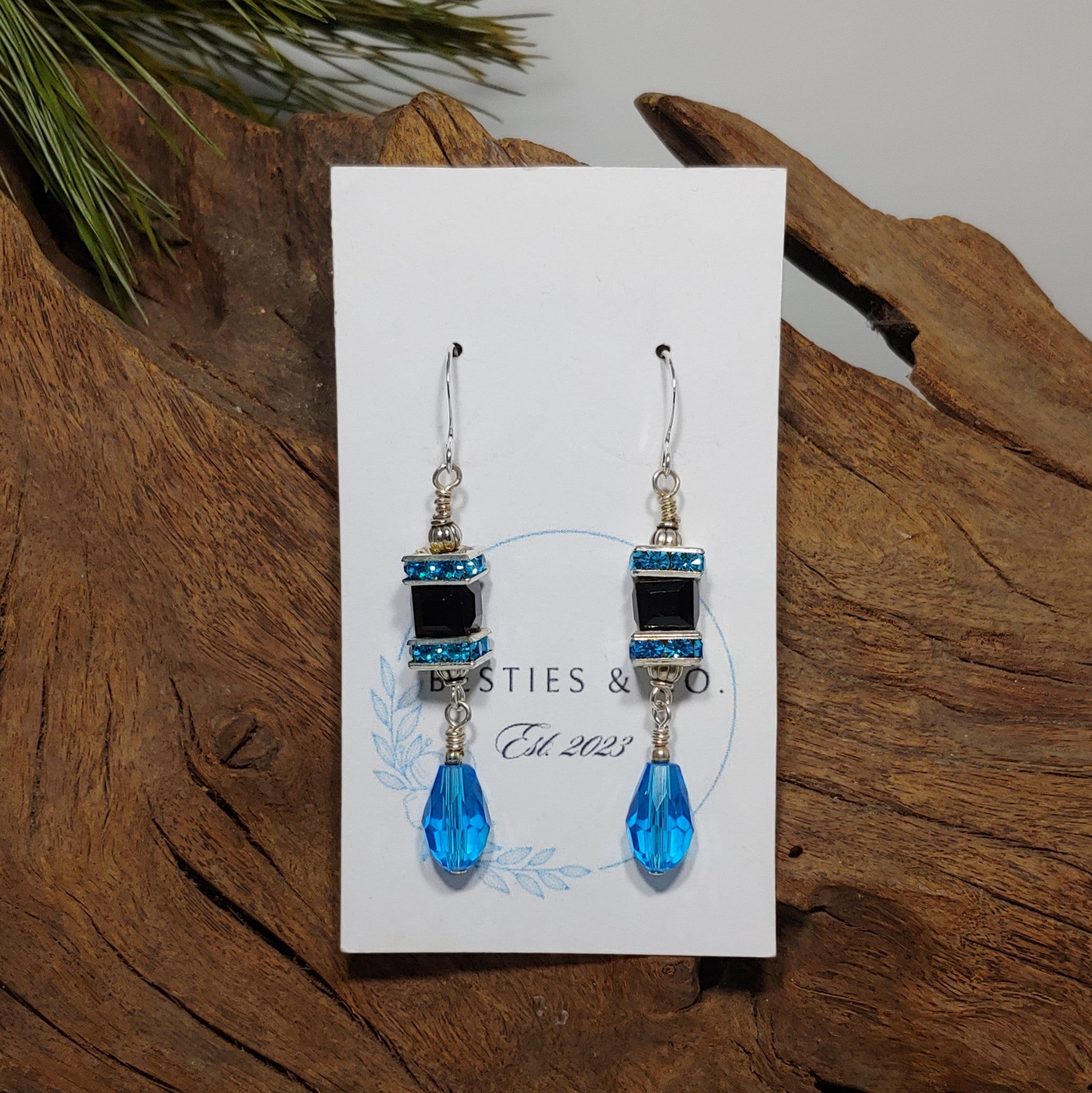 Auqa Blue/Black Earrings