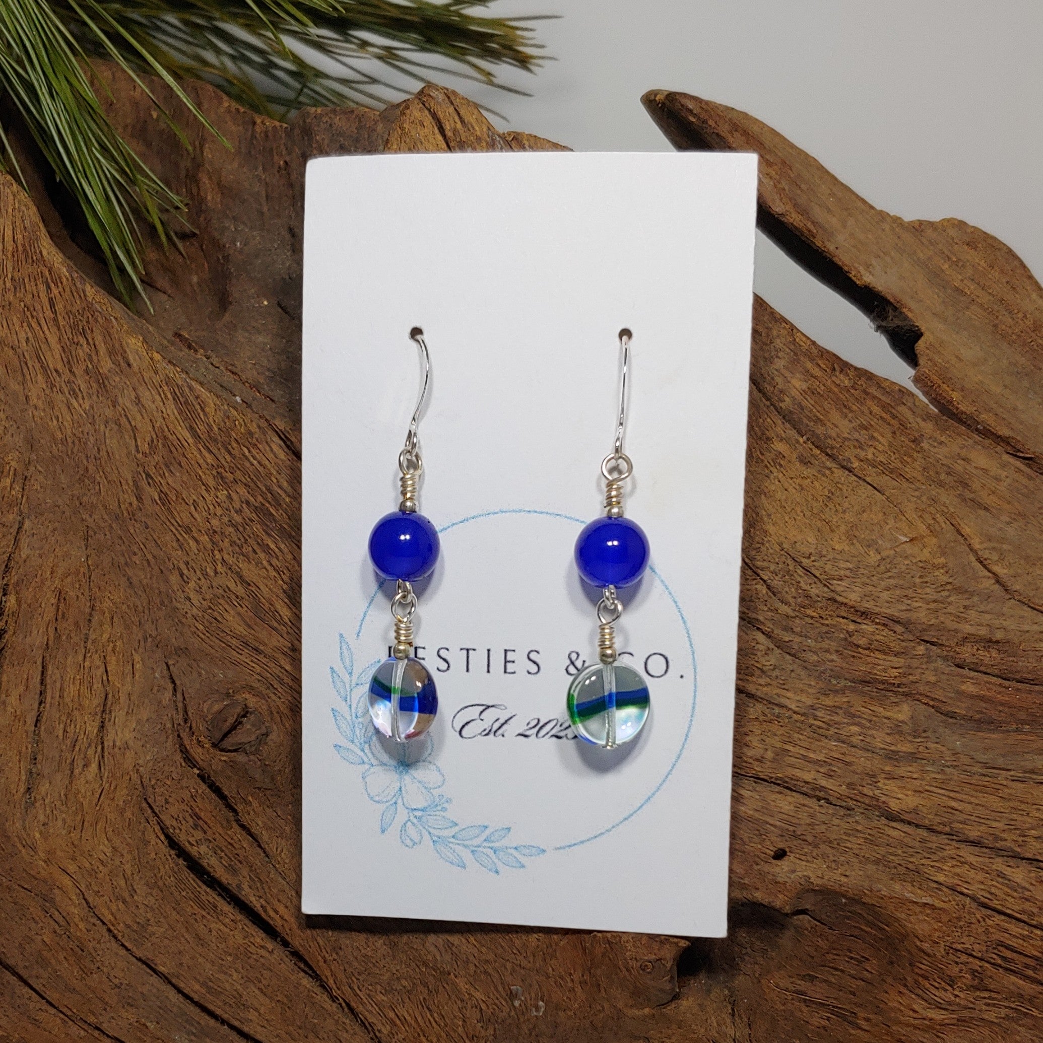 Millefoire Glass w/ Blue Earrings