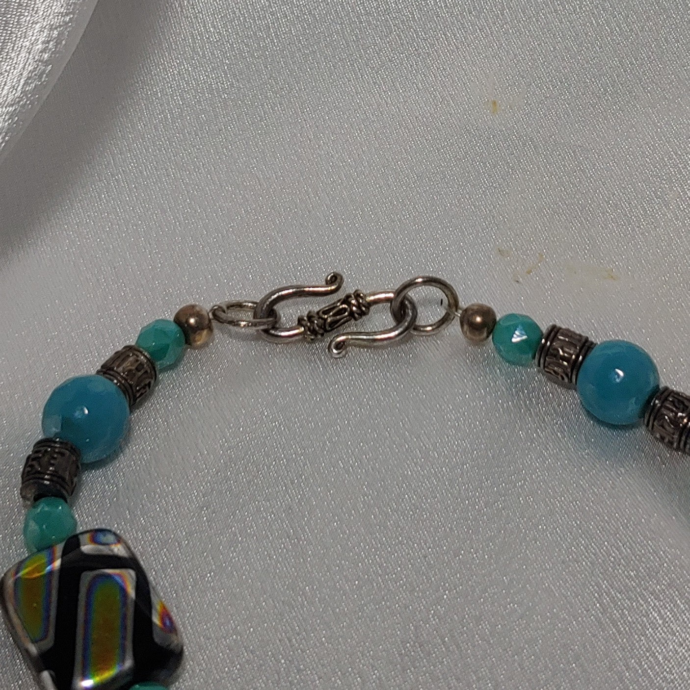 Antique Silver w/Teal Necklace and Earring Set