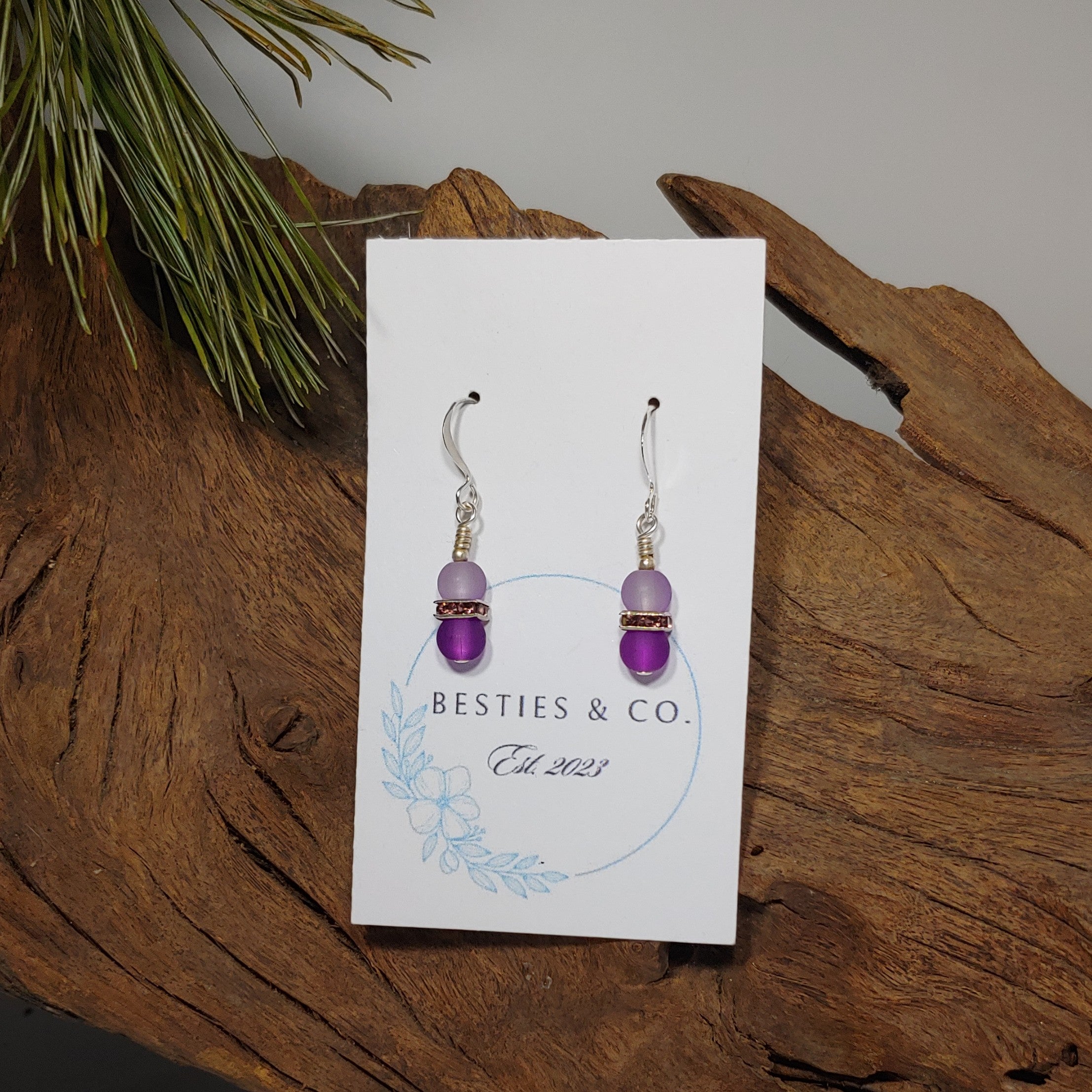 Purple Frosted Glass Earrings