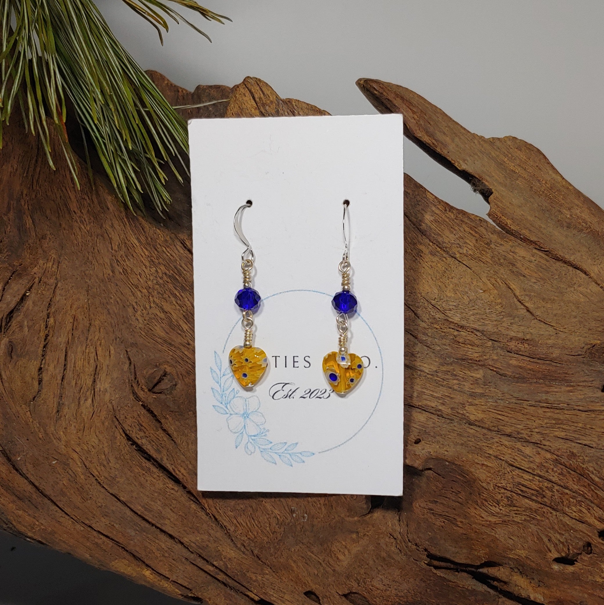 Millefoire Glass Heart Earrings