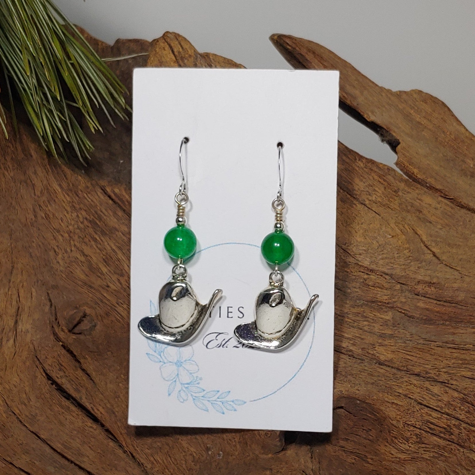 Cowboy Hat w/ Kelly Green Earrings