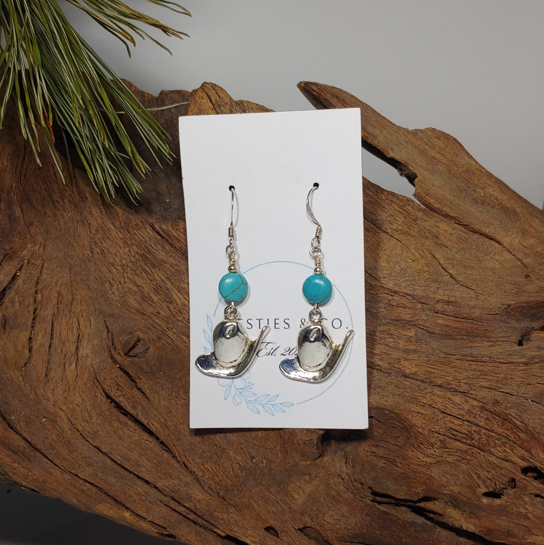 Cowboy Hat w/ Turquoise Earrings