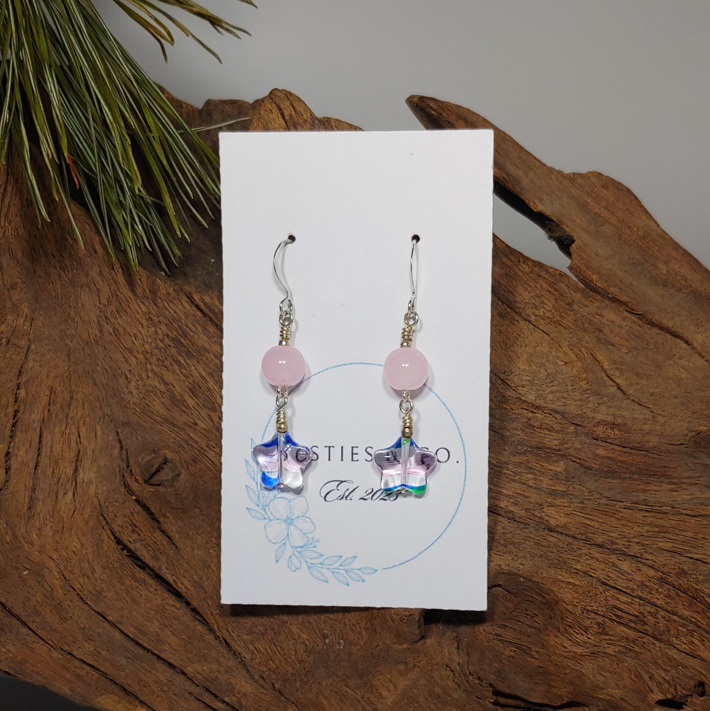 Millefoire Glass Hearts w/ Pale pink Earrings