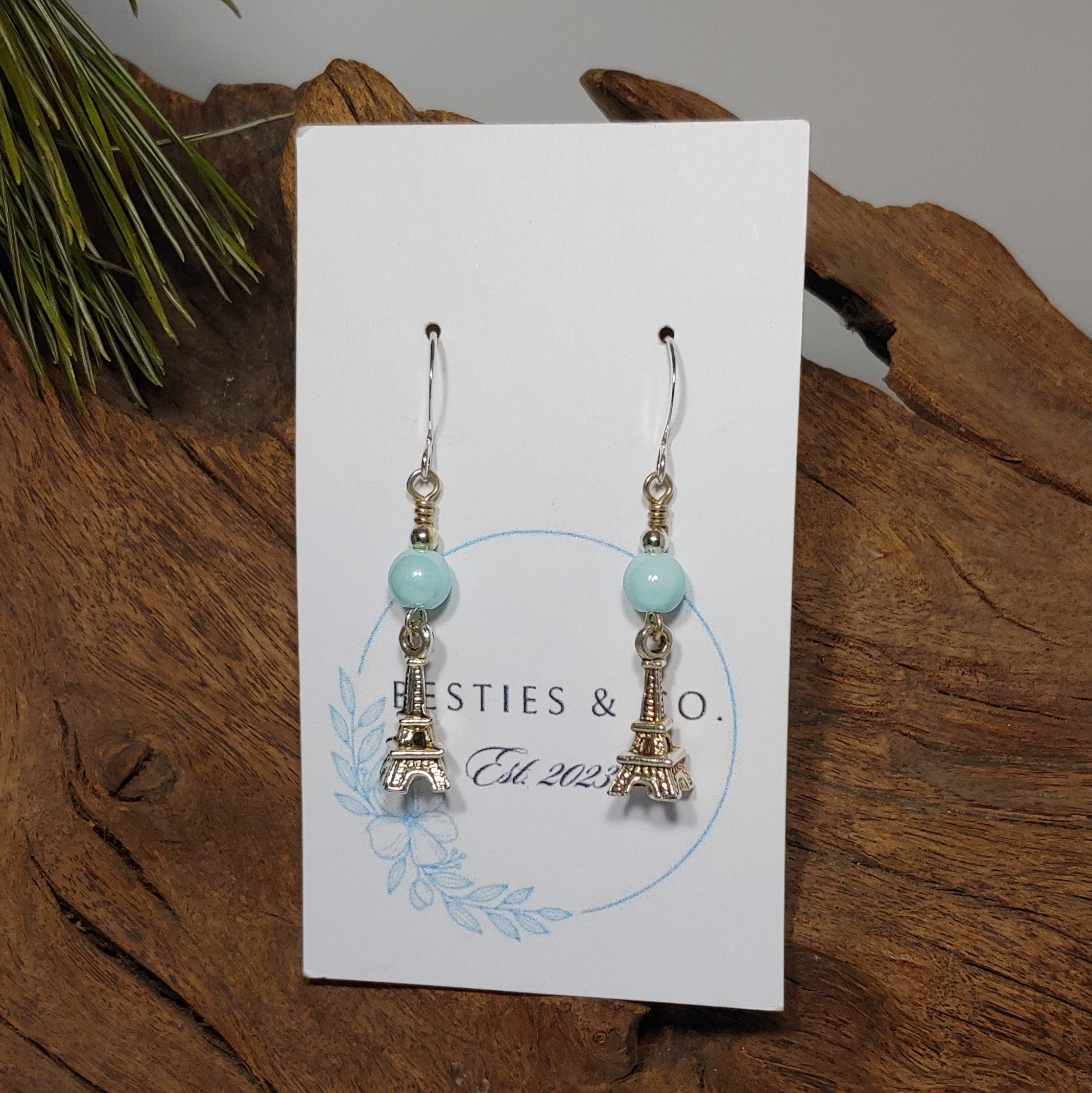 Eiffel Tower w/ Baby Blue Earrings