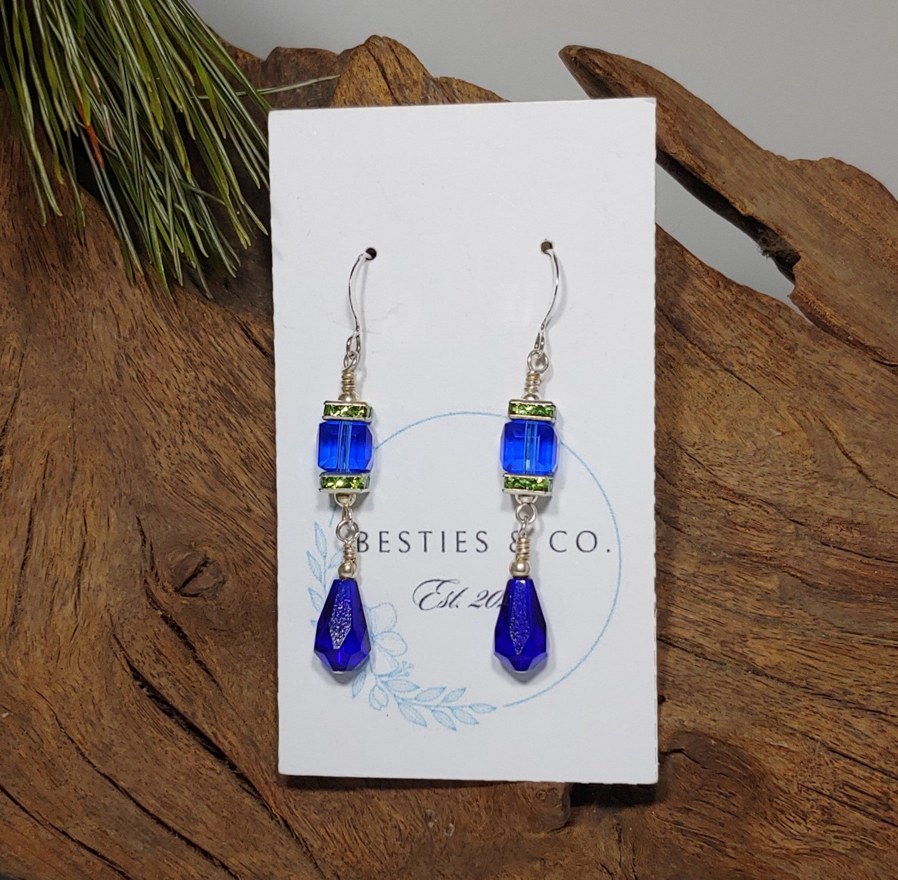 Blue w/ Green Dangle Earrings