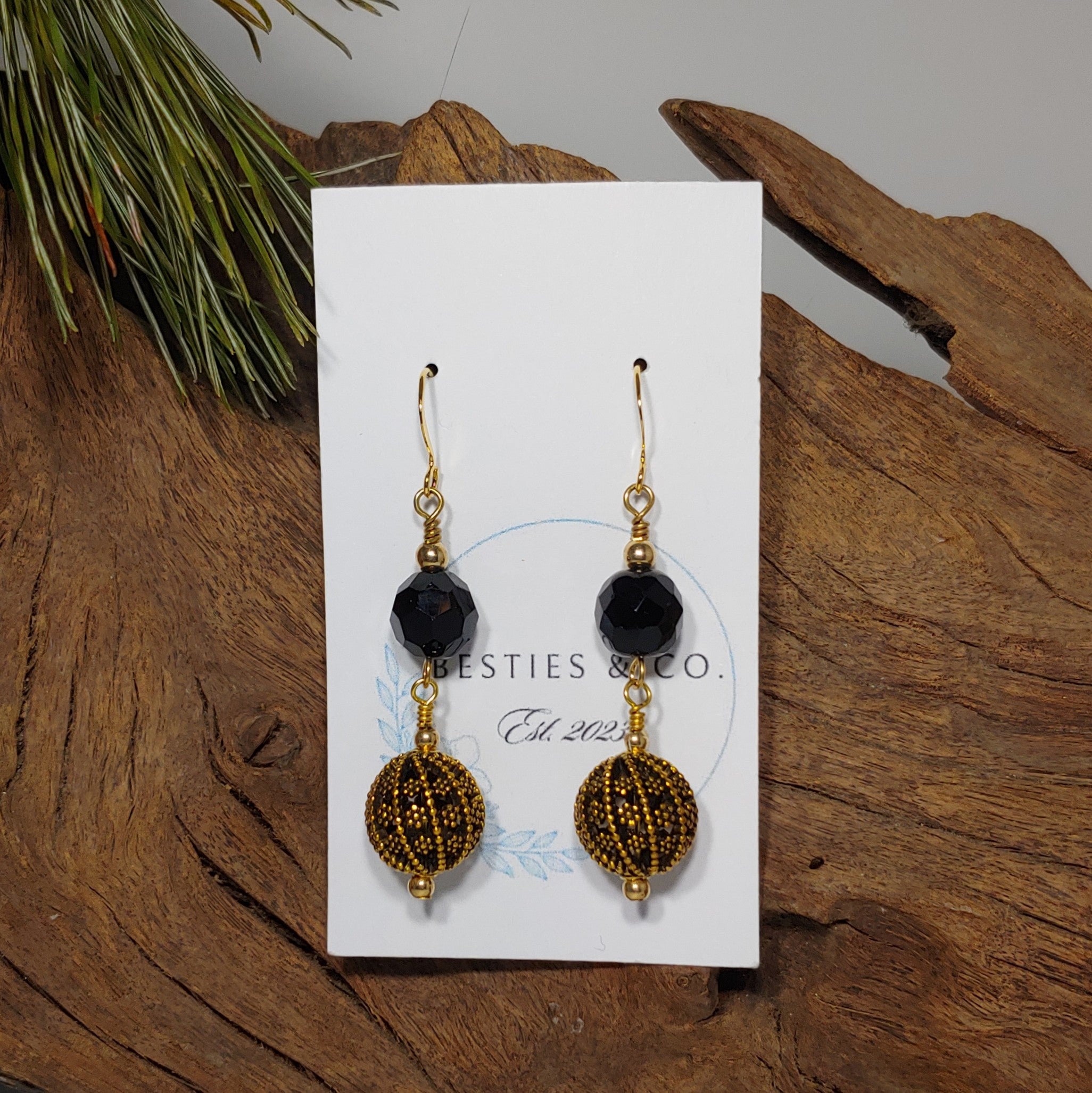 Gold and Black Earrings