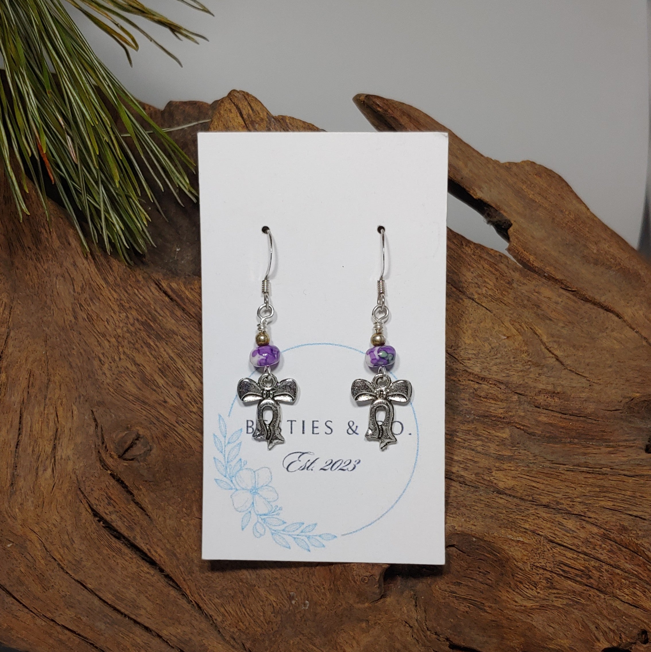 Bow w/ Purple Earrings
