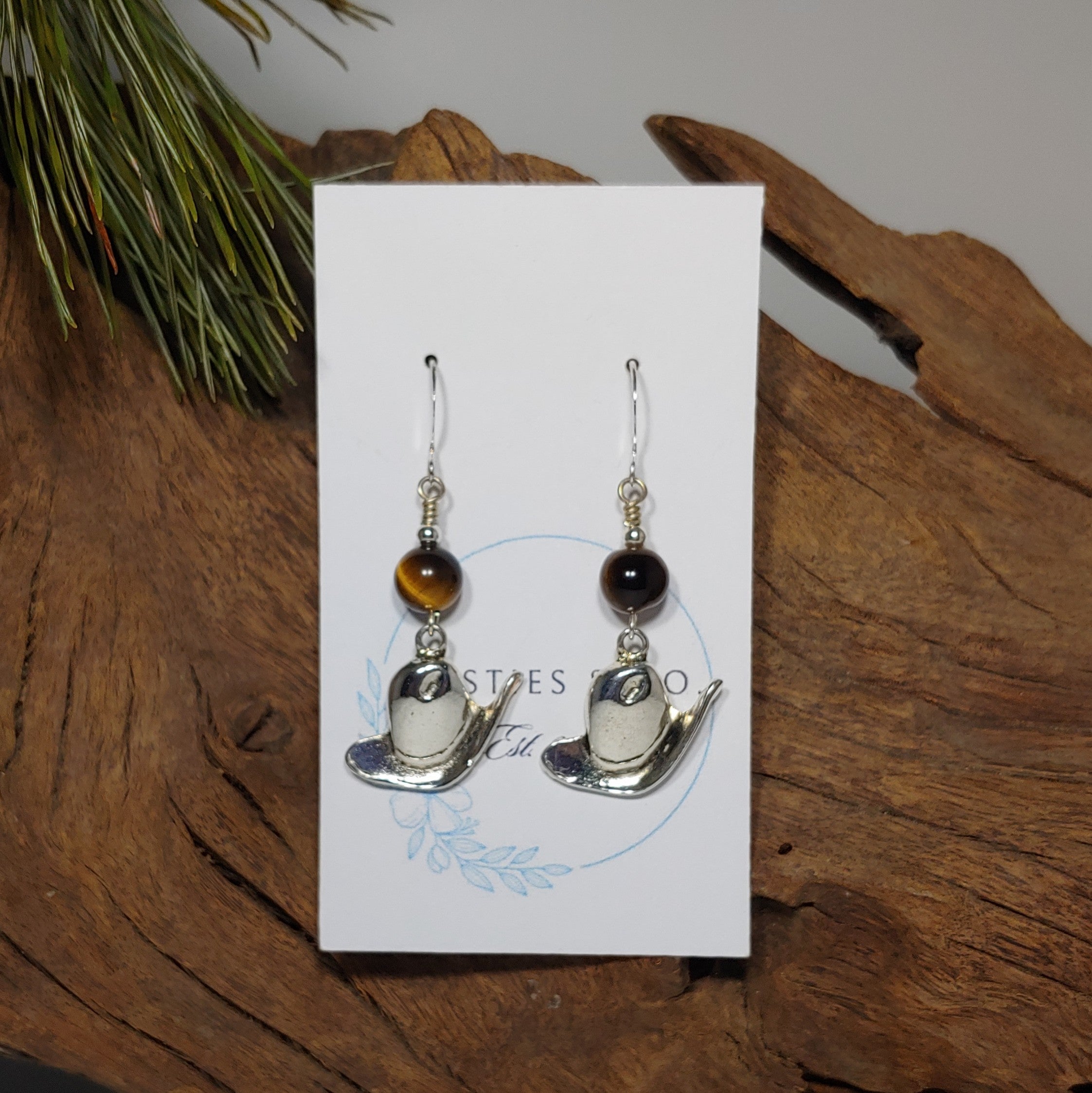 Cowboy Hat w/Tigers Eye Earrings