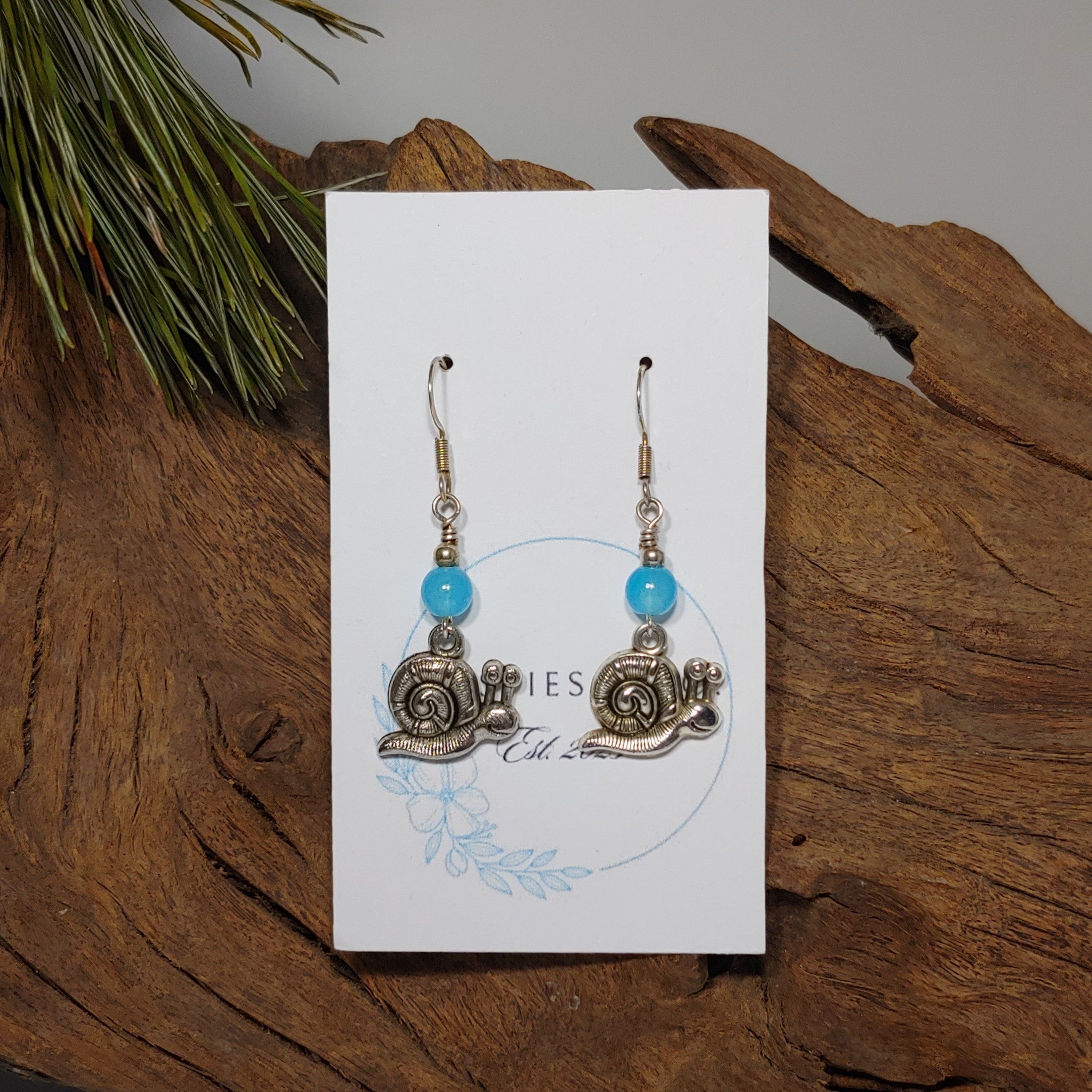 Snail w/Light Blue Earrings