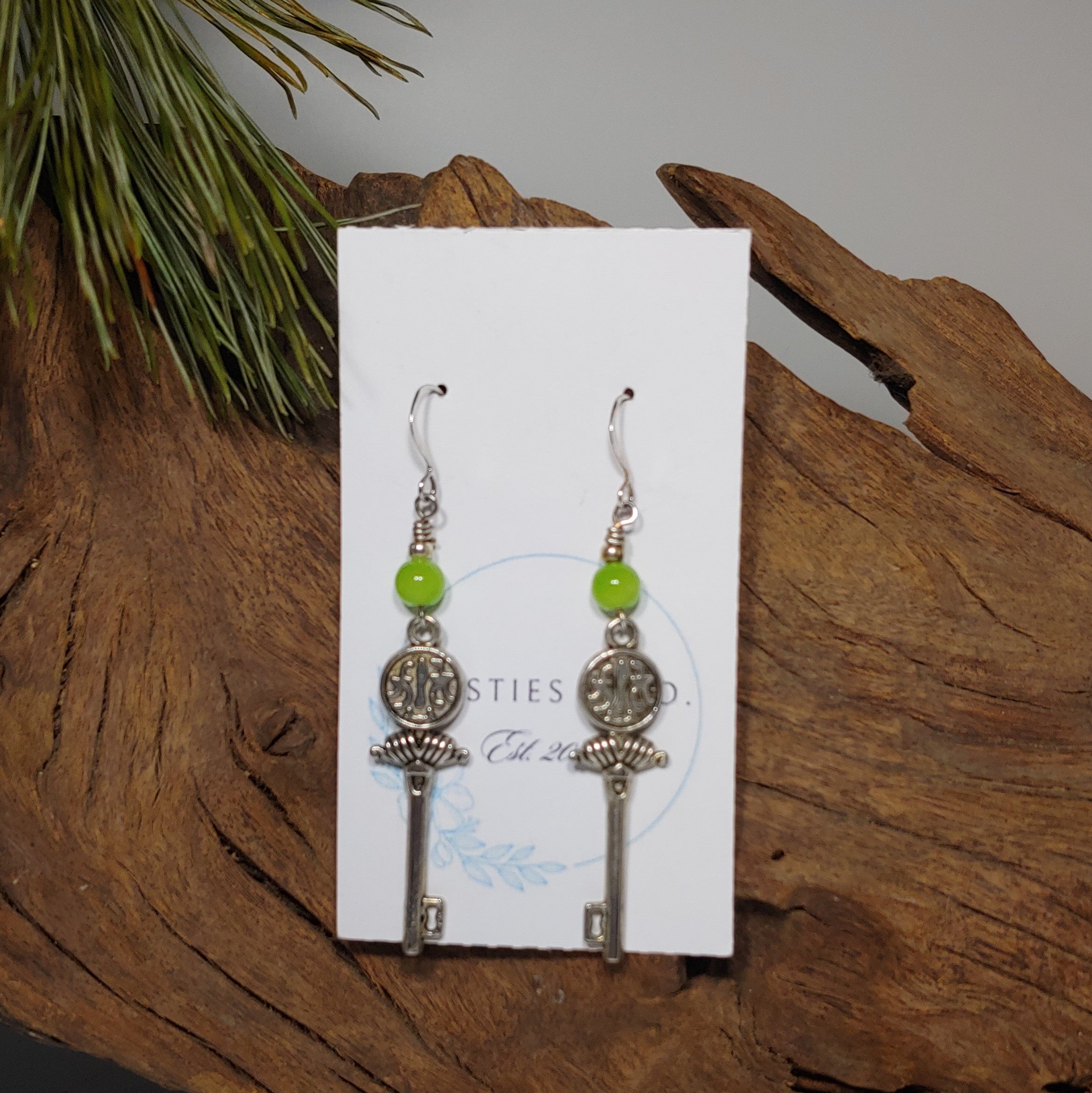 Tibetan Key/ Jade Earrings