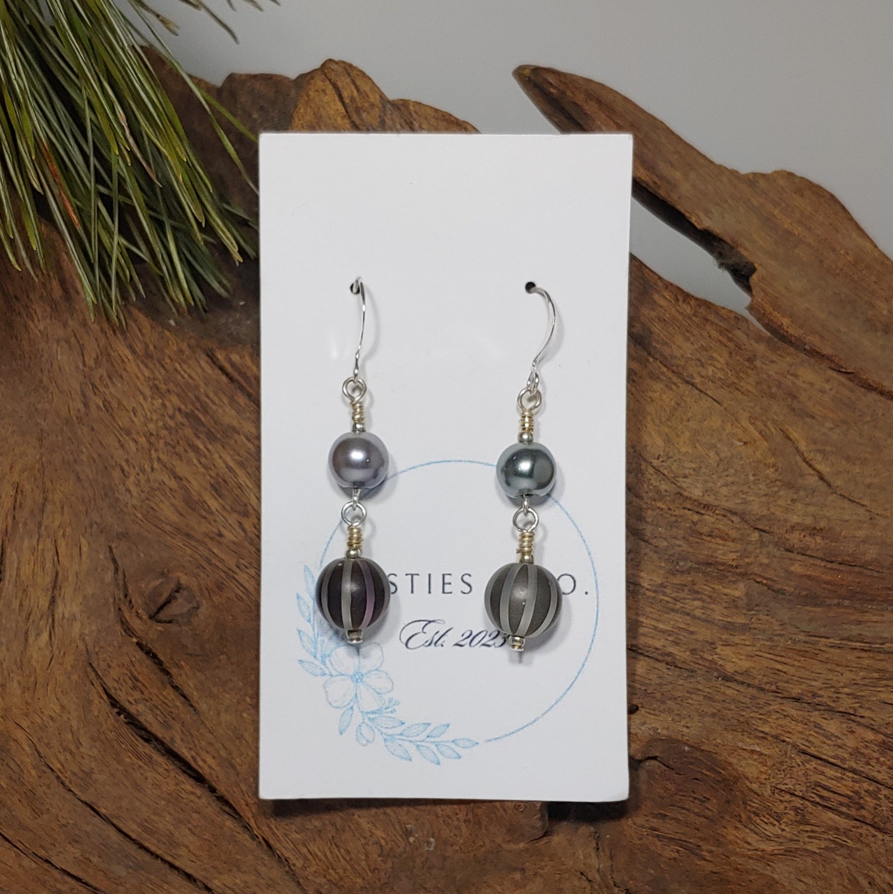Grey Dangle Earrings