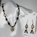 Dalmatian Jasper w/ Black Obsidian Necklace an Earrings