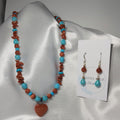 Goldstone Heart w/Turquoise Necklace and Earrings