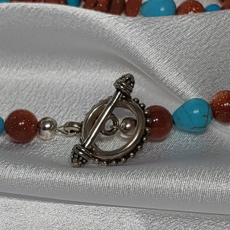Goldstone Heart w/Turquoise Necklace and Earrings