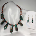 Malachite-Bronzite Mosaic Necklace and Earrings